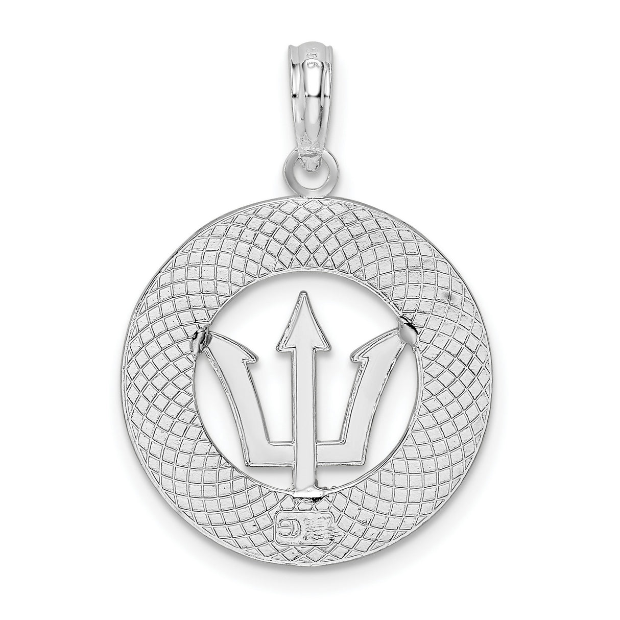 Sterling Silver Barbados Trident Pendant with Wave Detailing, Caribbean Heritage Charm