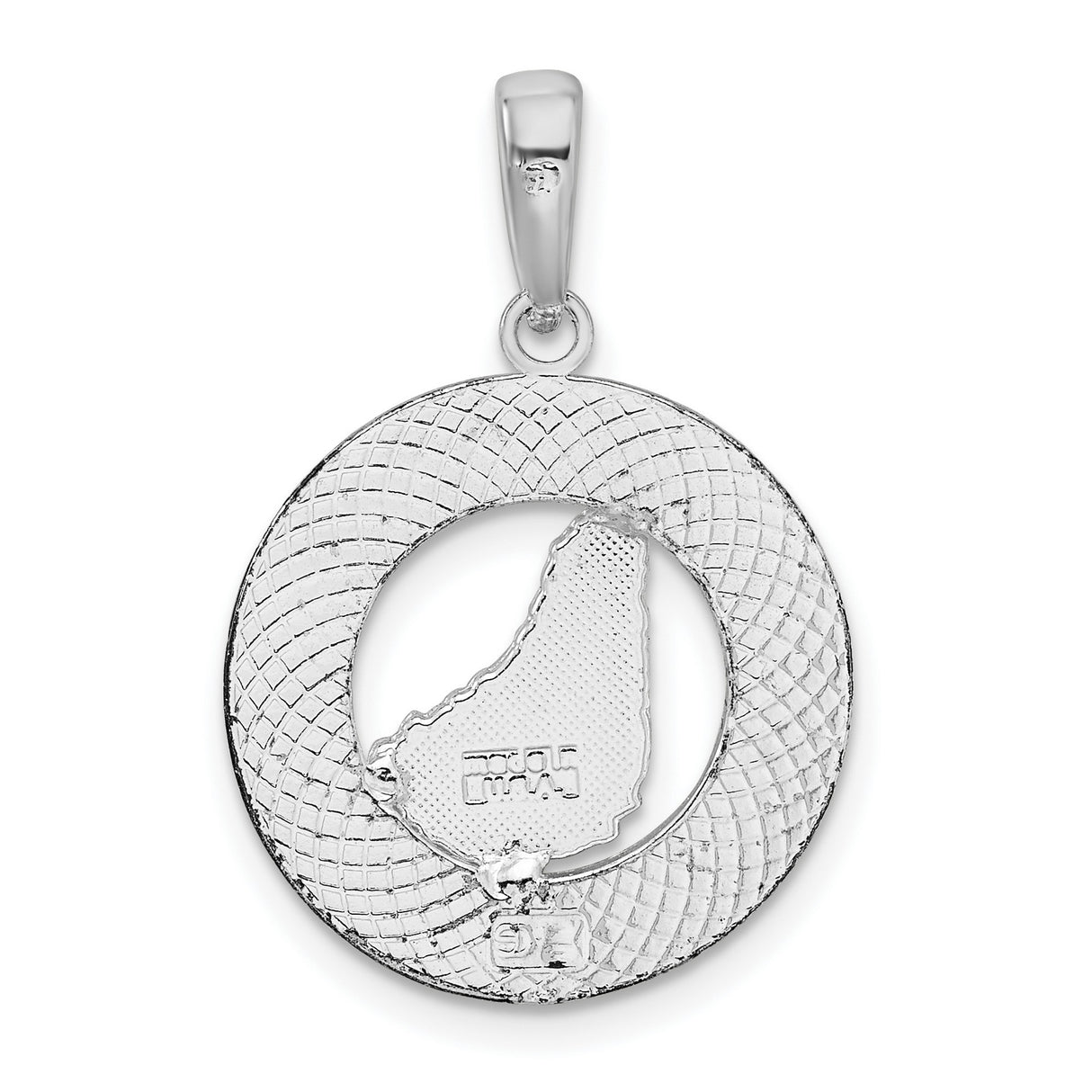 Sterling Silver Barbados Map Pendant with Circle Design, Unisex Cultural Heritage Jewelry