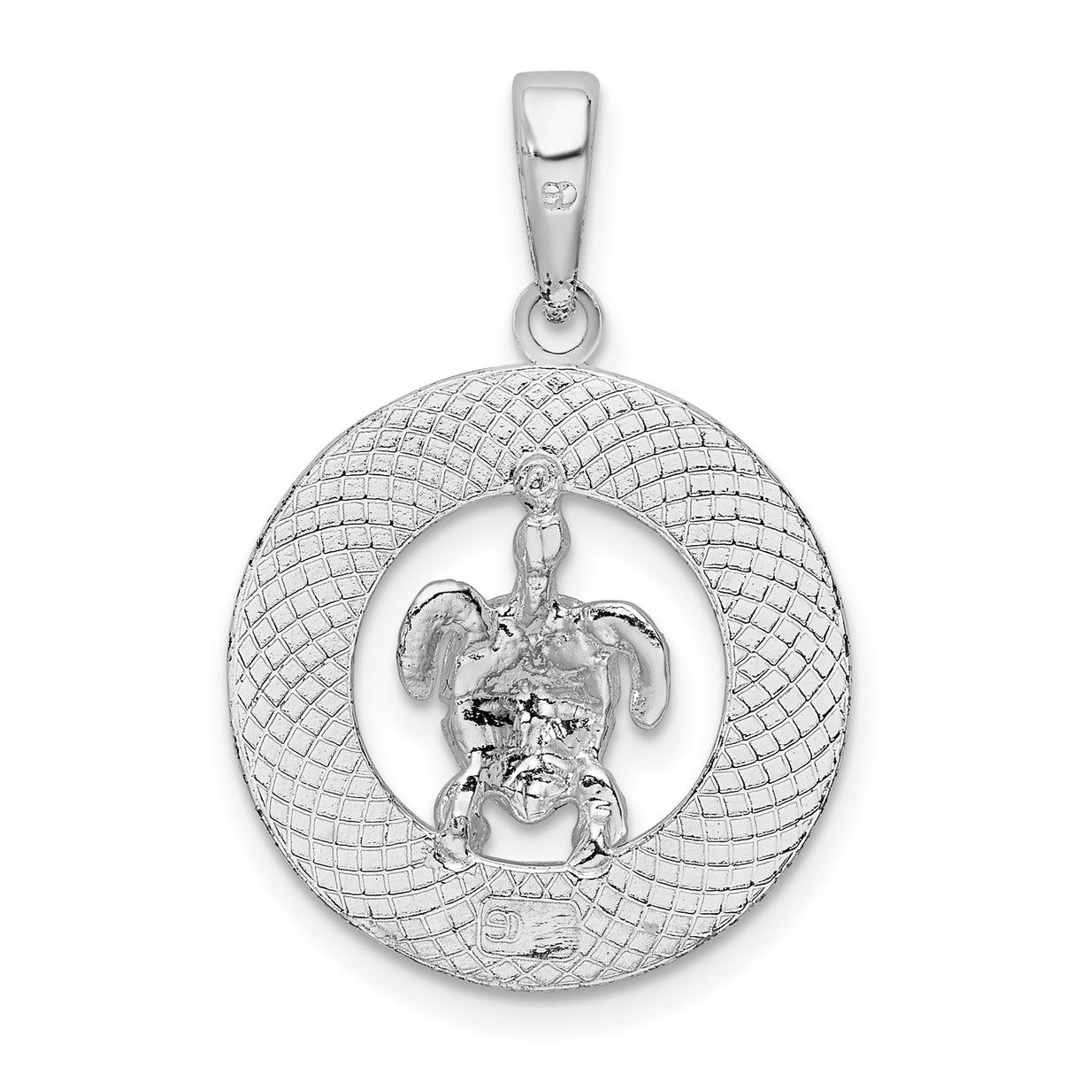 Sterling Silver Sea Turtle Pendant, Caribbean Medallion with Island Heritage Symbol