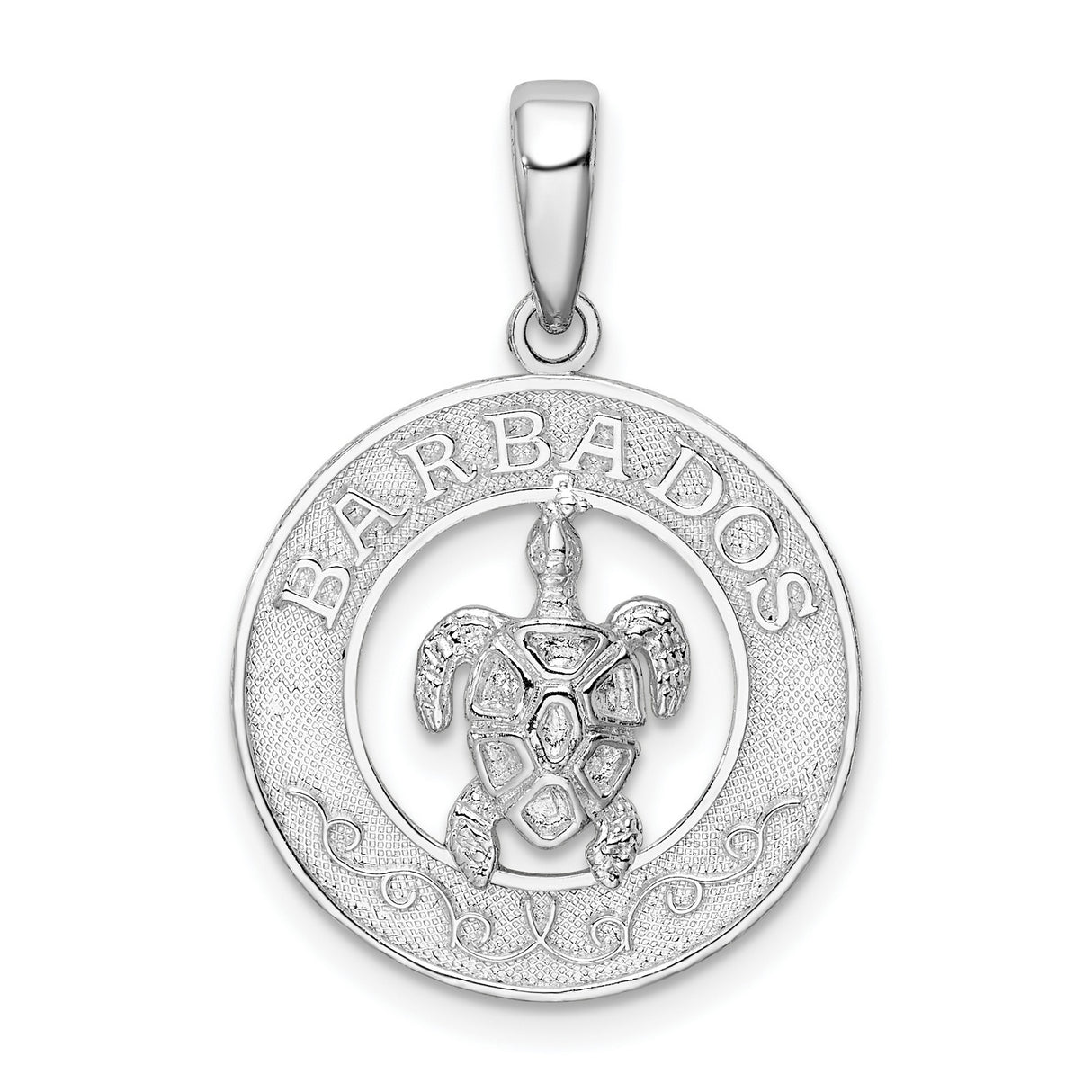 Sterling Silver Sea Turtle Pendant, Caribbean Medallion with Island Heritage Symbol