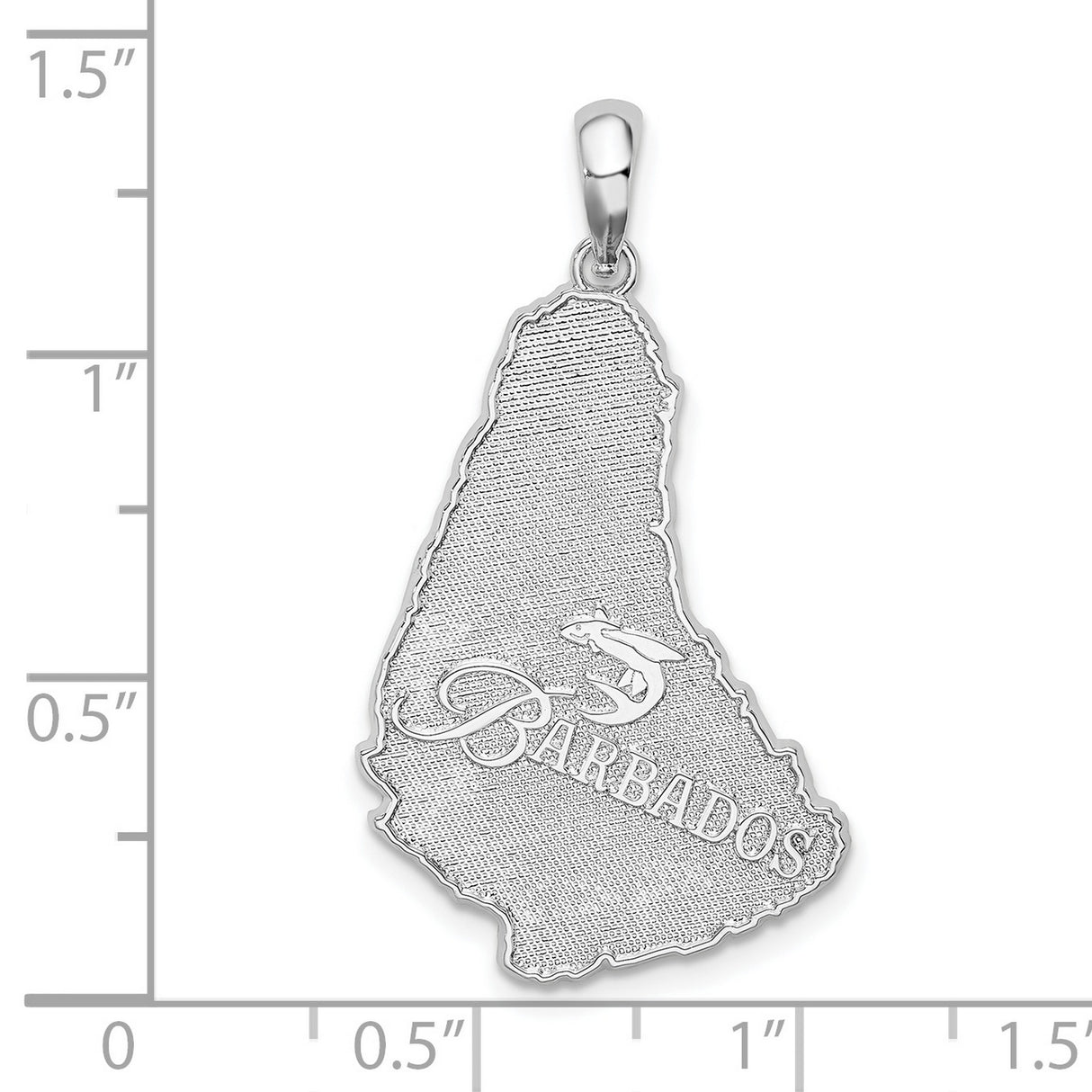 Sterling Silver Barbados Map Pendant with Dolphin Motif, Unisex Island Travel Charm