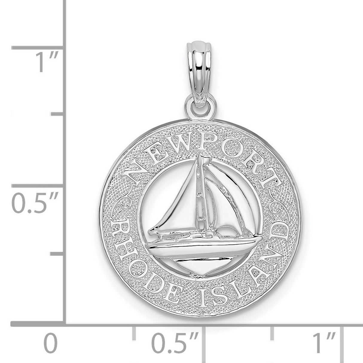 Sterling Silver Nautical Pendant with Newport Rhode Island and Sailboat Charm