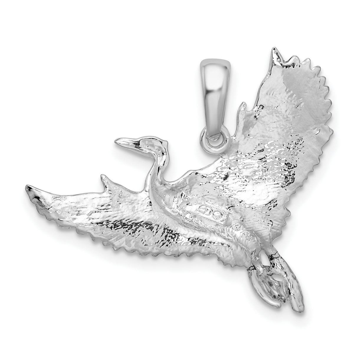 Sterling Silver Crane Pendant with Outstretched Wings, Nature Inspired Bird Jewelry for Women