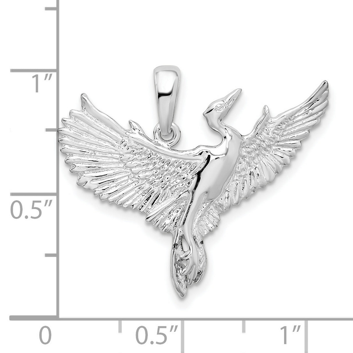 Sterling Silver Crane Pendant with Outstretched Wings, Nature Inspired Bird Jewelry for Women