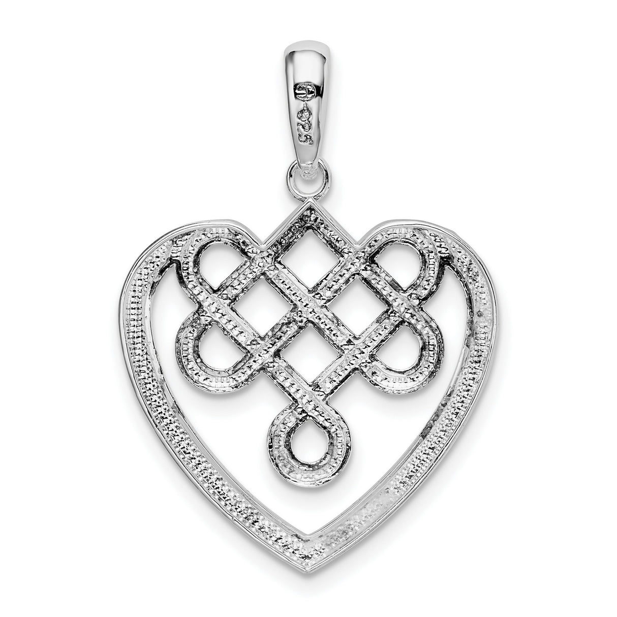 Sterling Silver Celtic Heart Pendant with Intricate Knot Design and Symbolic Details