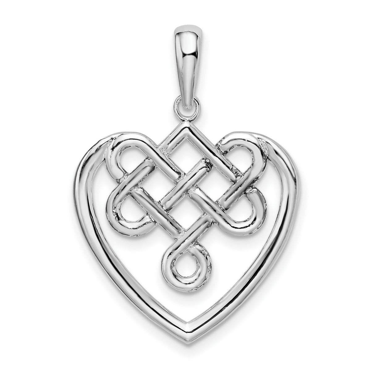 Sterling Silver Celtic Heart Pendant with Intricate Knot Design and Symbolic Details