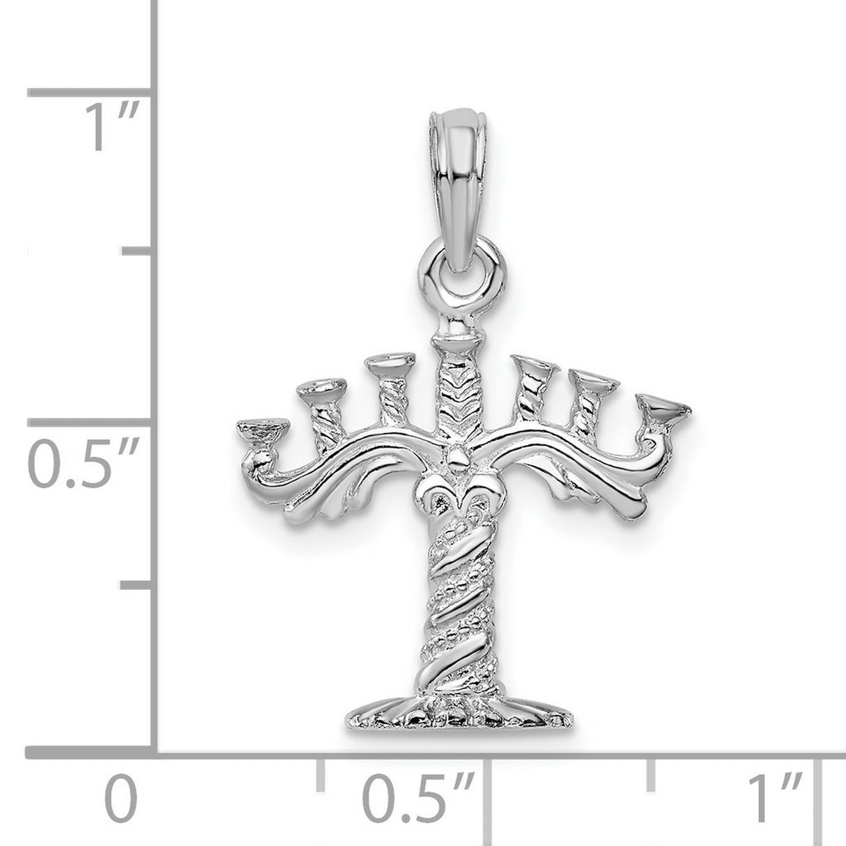 Sterling Silver Menorah Pendant with Twisted Stem, Jewish Symbolic Judaica Charm