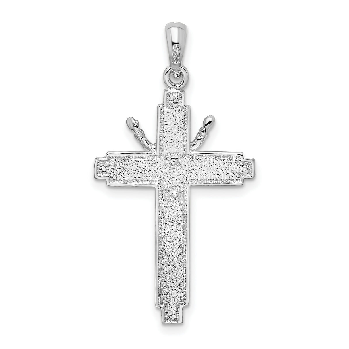 Sterling Silver Crucifix Cross Pendant with Detailed Jesus Figure and Beaded Edge