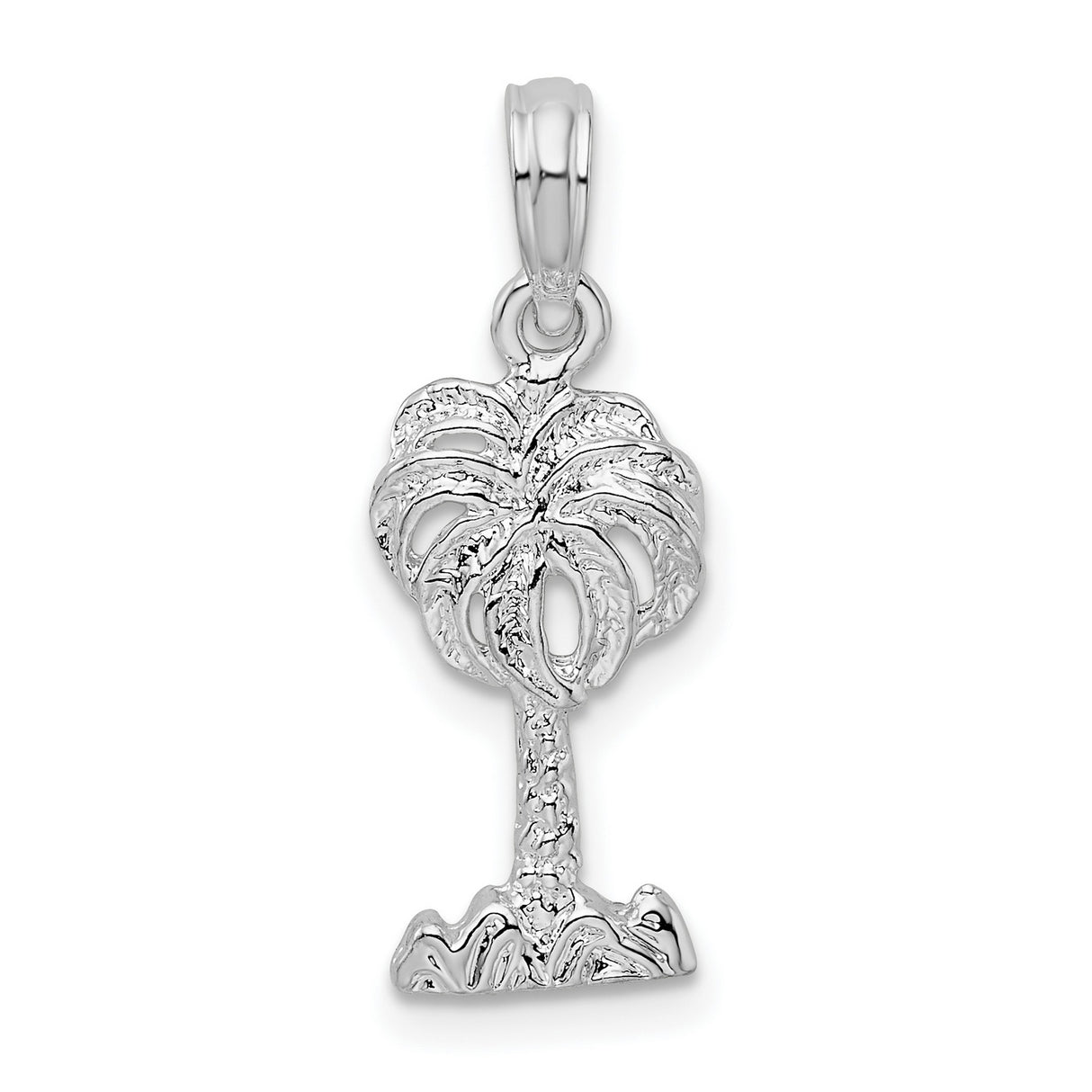 Sterling Silver Palm Tree Pendant, Tropical Design Symbolizing Relaxation and Paradise