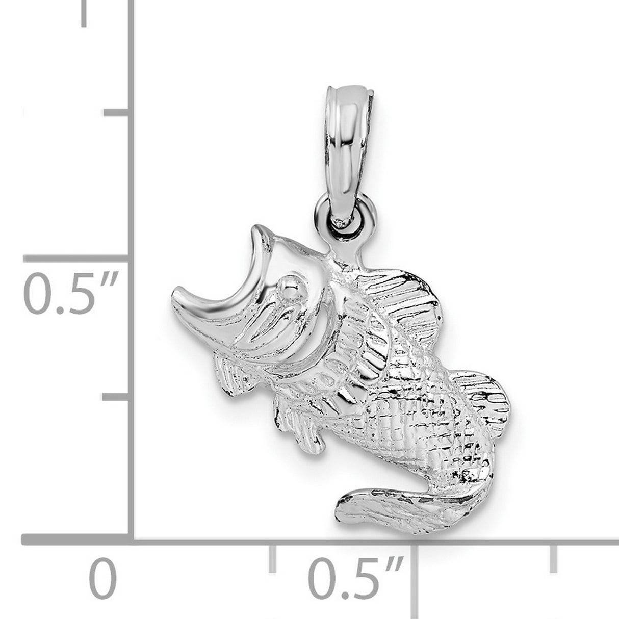 Sterling Silver Jumping Bass Pendant, Detailed Fish Charm, Outdoor Angler Jewelry for Men