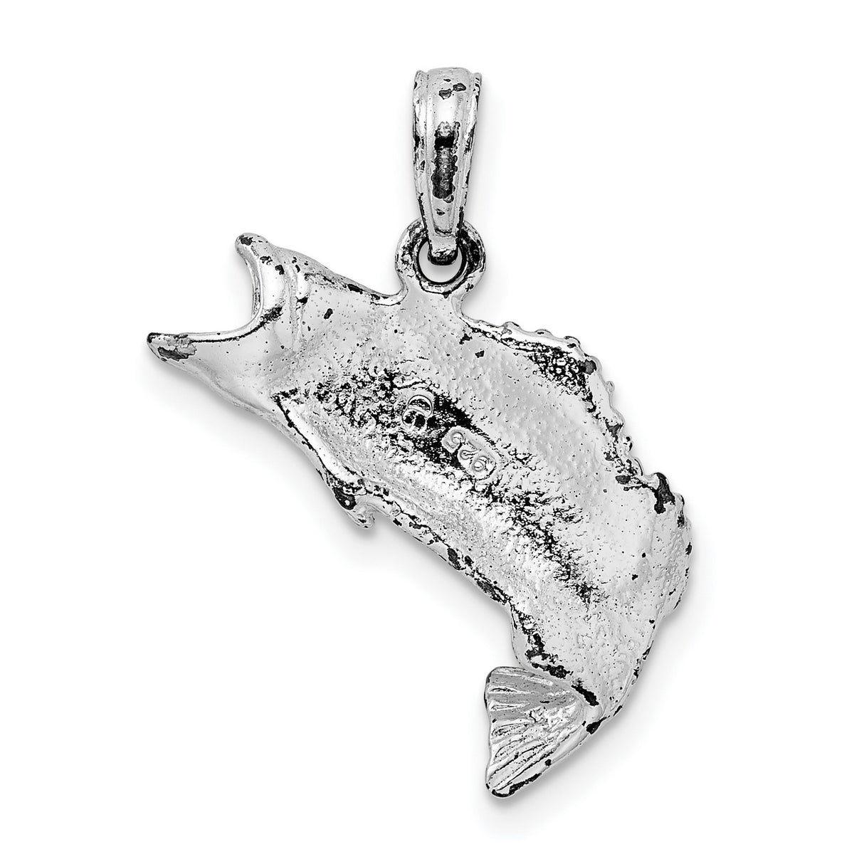 Sterling Silver Fish Pendant with Detailed Bass Design, Outdoorsman Angler Style