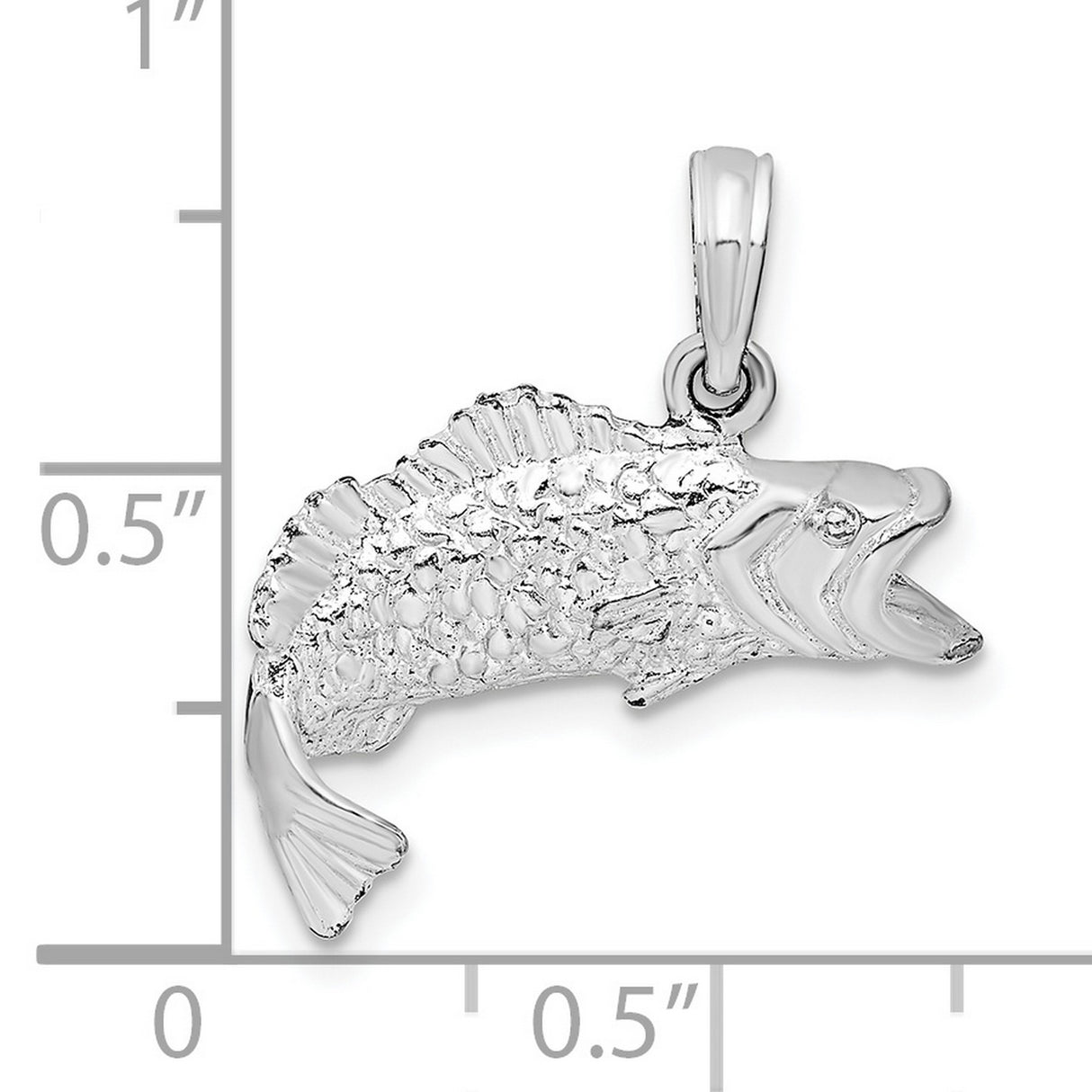 Sterling Silver Fish Pendant with Detailed Bass Design, Outdoorsman Angler Style
