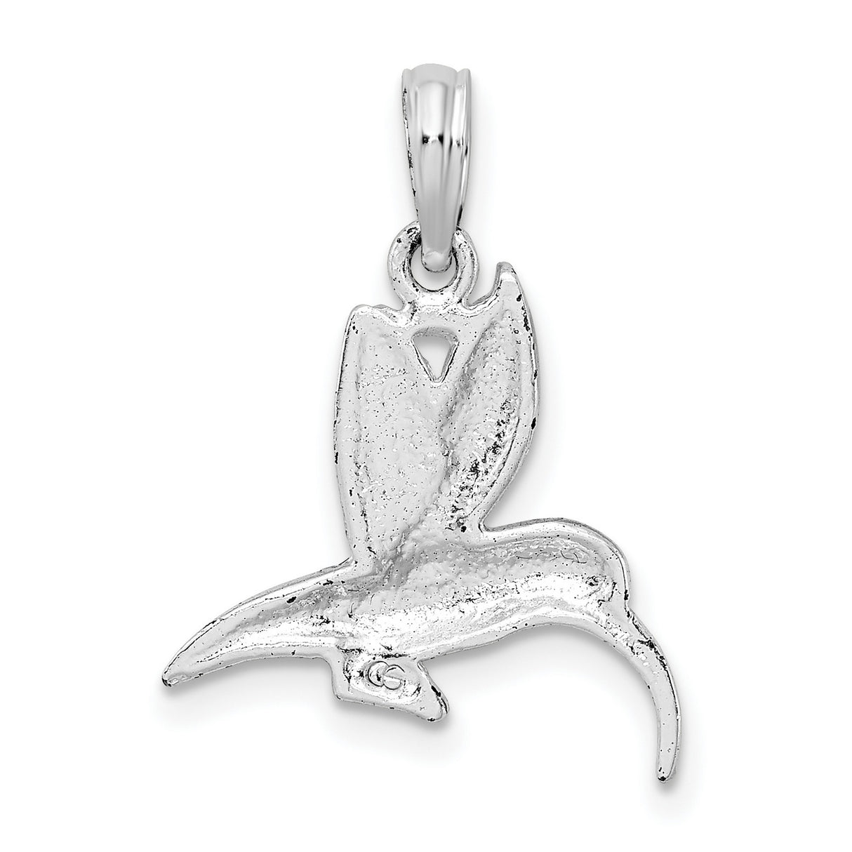 Sterling Silver Hummingbird Pendant with Detailed Wings and Textured Body