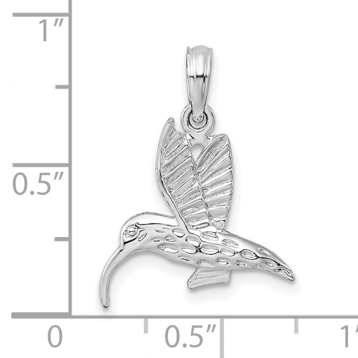 Sterling Silver Hummingbird Pendant with Detailed Wings and Textured Body