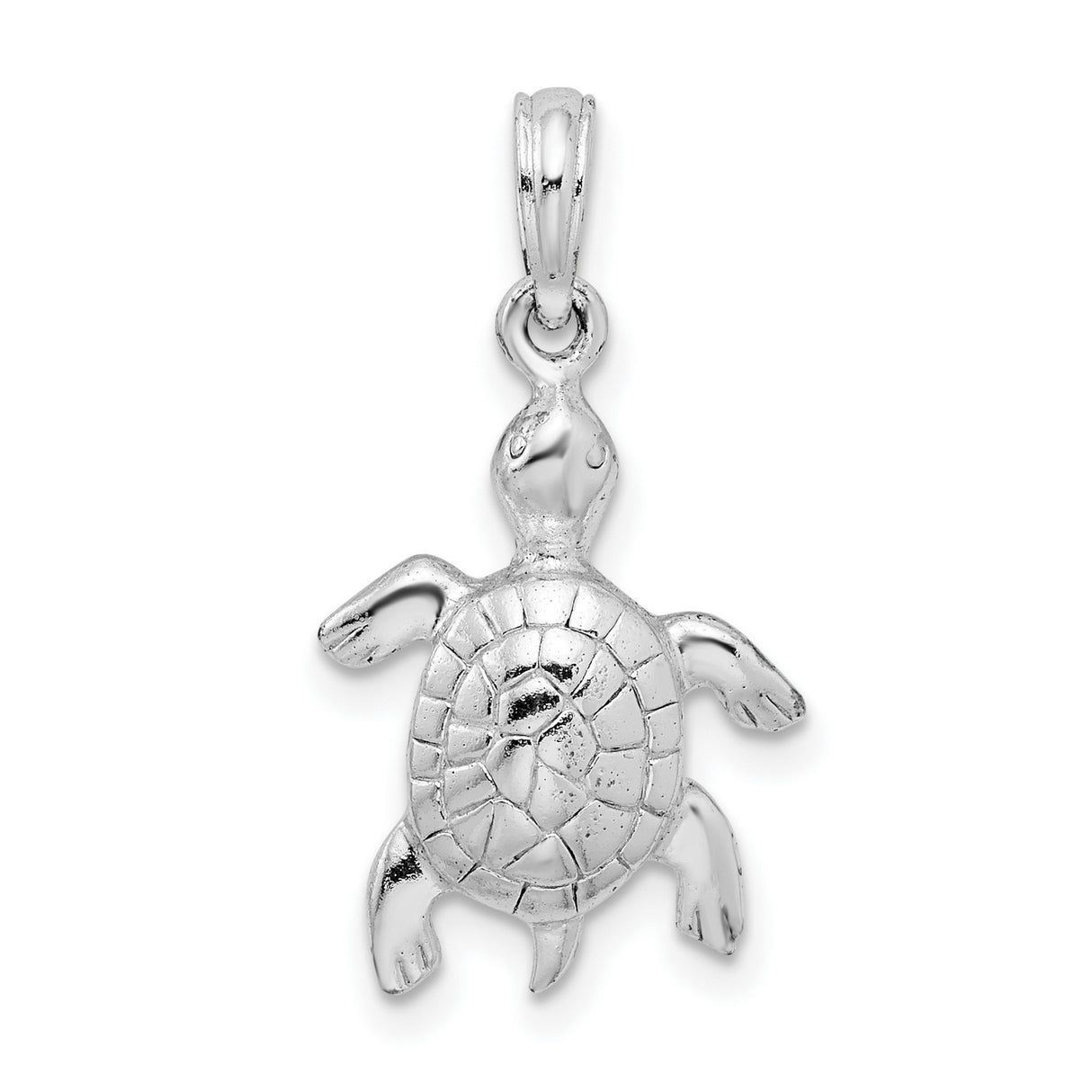 Sterling Silver Sea Turtle Pendant, Detailed Ocean Animal Design, Nature Inspired Charm