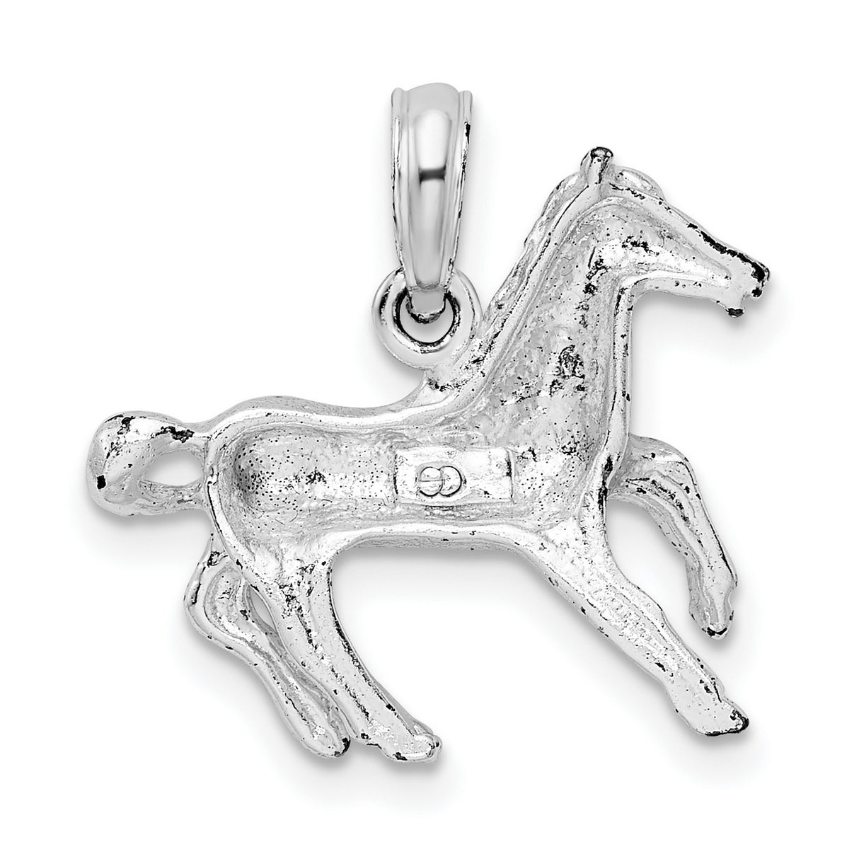 Sterling Silver Horse Pendant with Galloping Design, Equestrian Animal Charm for Women or Unisex Wear