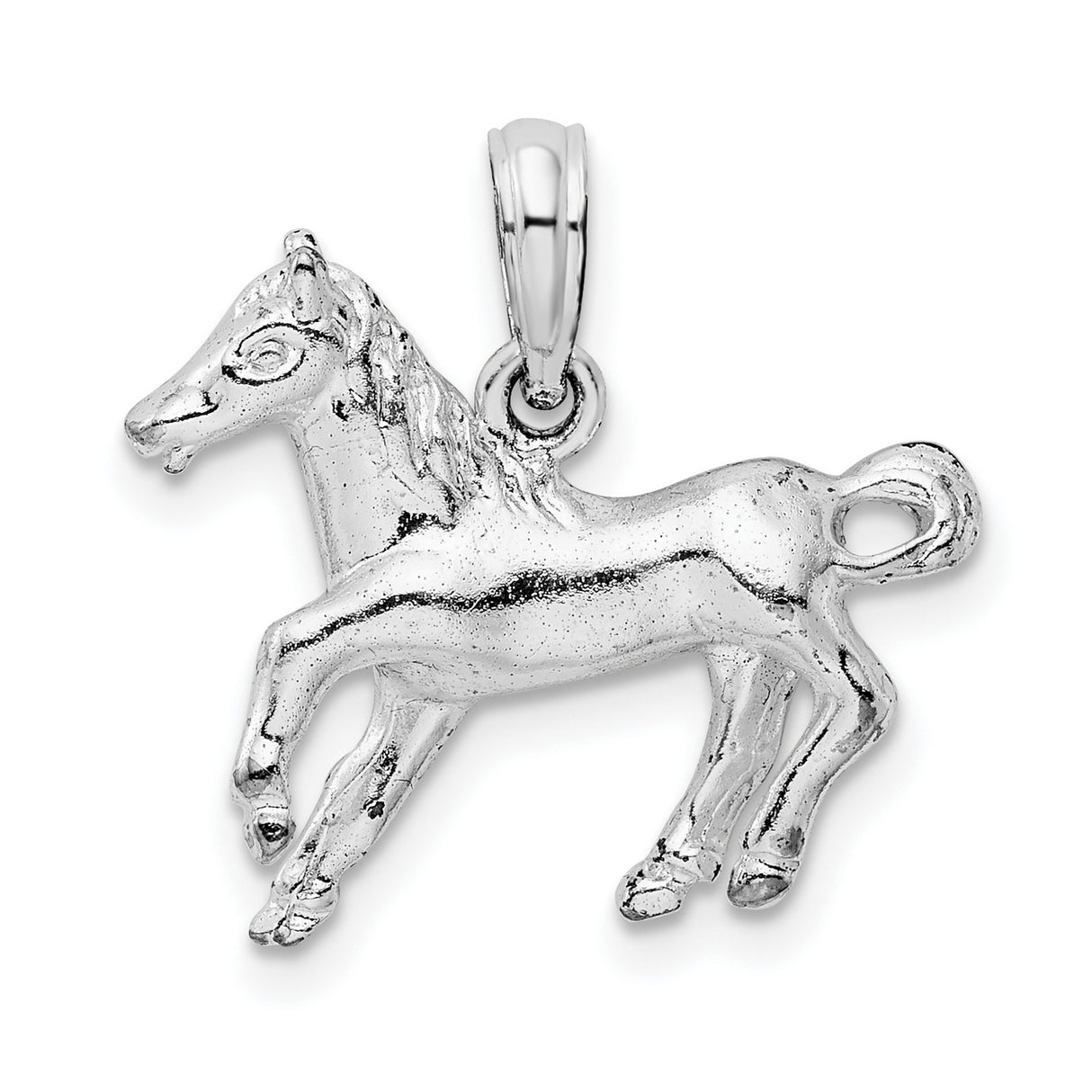 Sterling Silver Horse Pendant with Galloping Design, Equestrian Animal Charm for Women or Unisex Wear