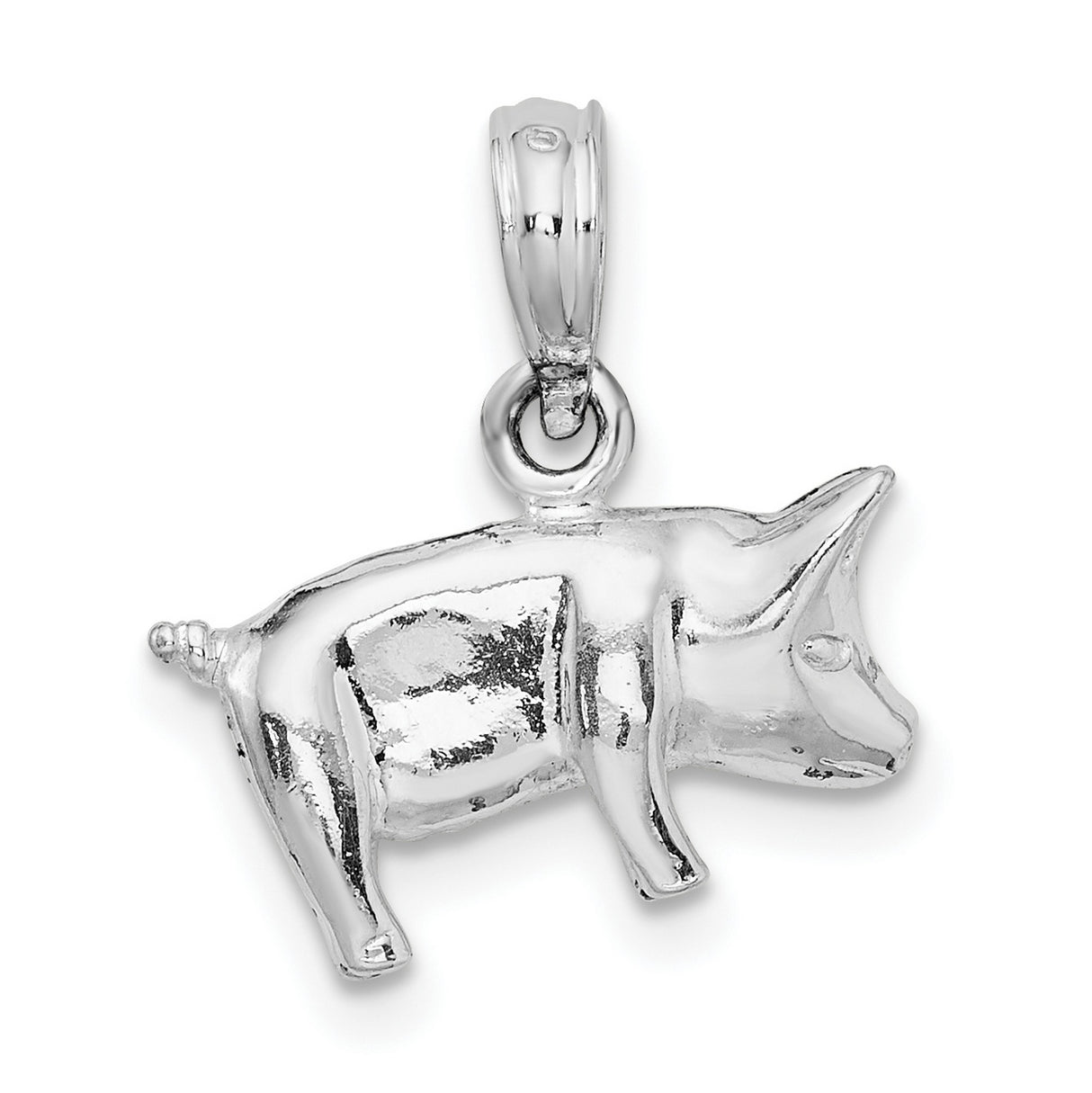 Sterling Silver Pig Charm Pendant with Detailed 3D Zodiac Design, Symbol of Luck and Prosperity