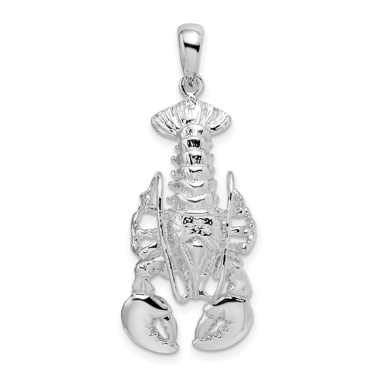Sterling Silver Lobster Pendant, Realistic Crustacean Design, Coastal Nautical Jewelry Charm
