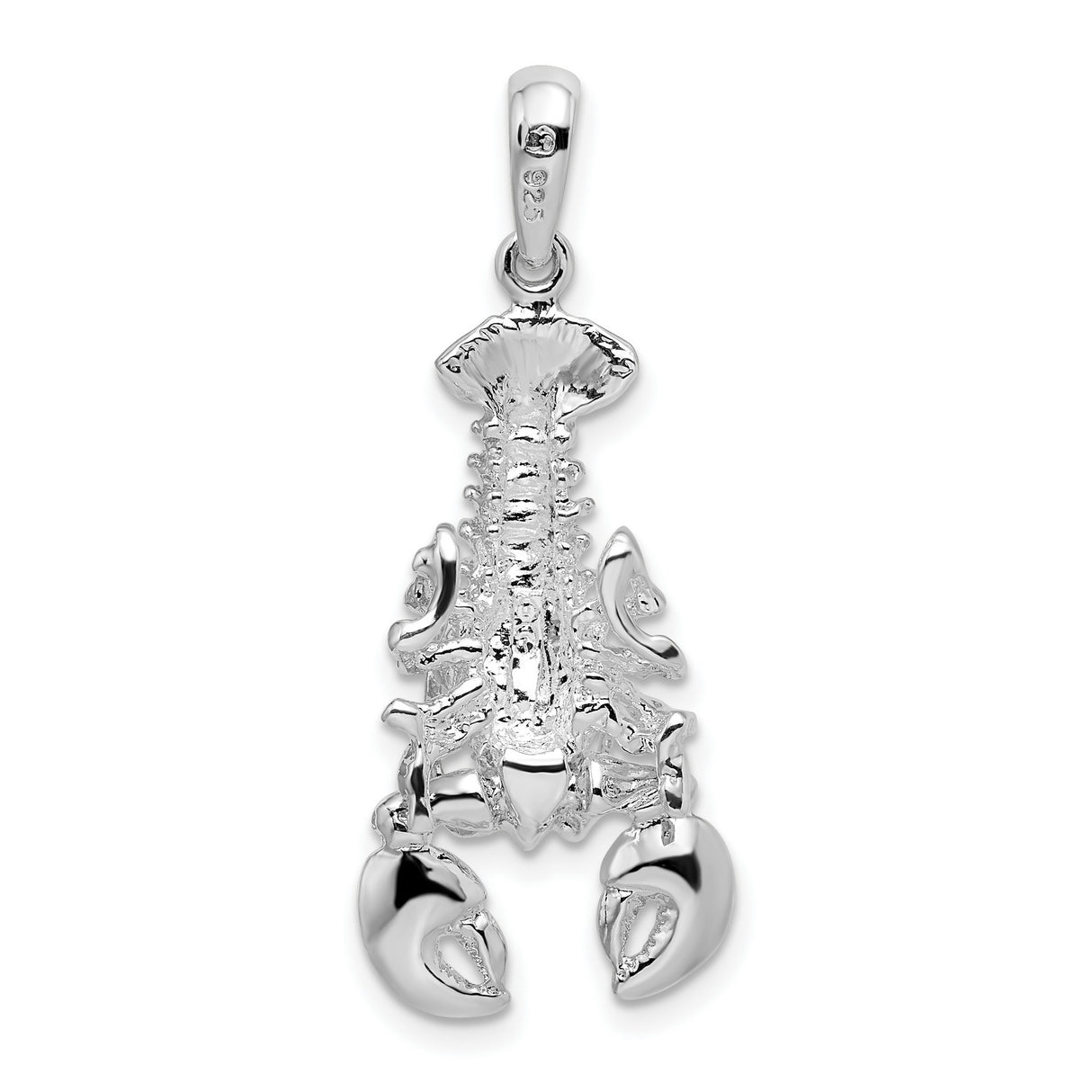 Sterling Silver Lobster Pendant with Detailed Crustacean Design, Nautical Ocean Amulet
