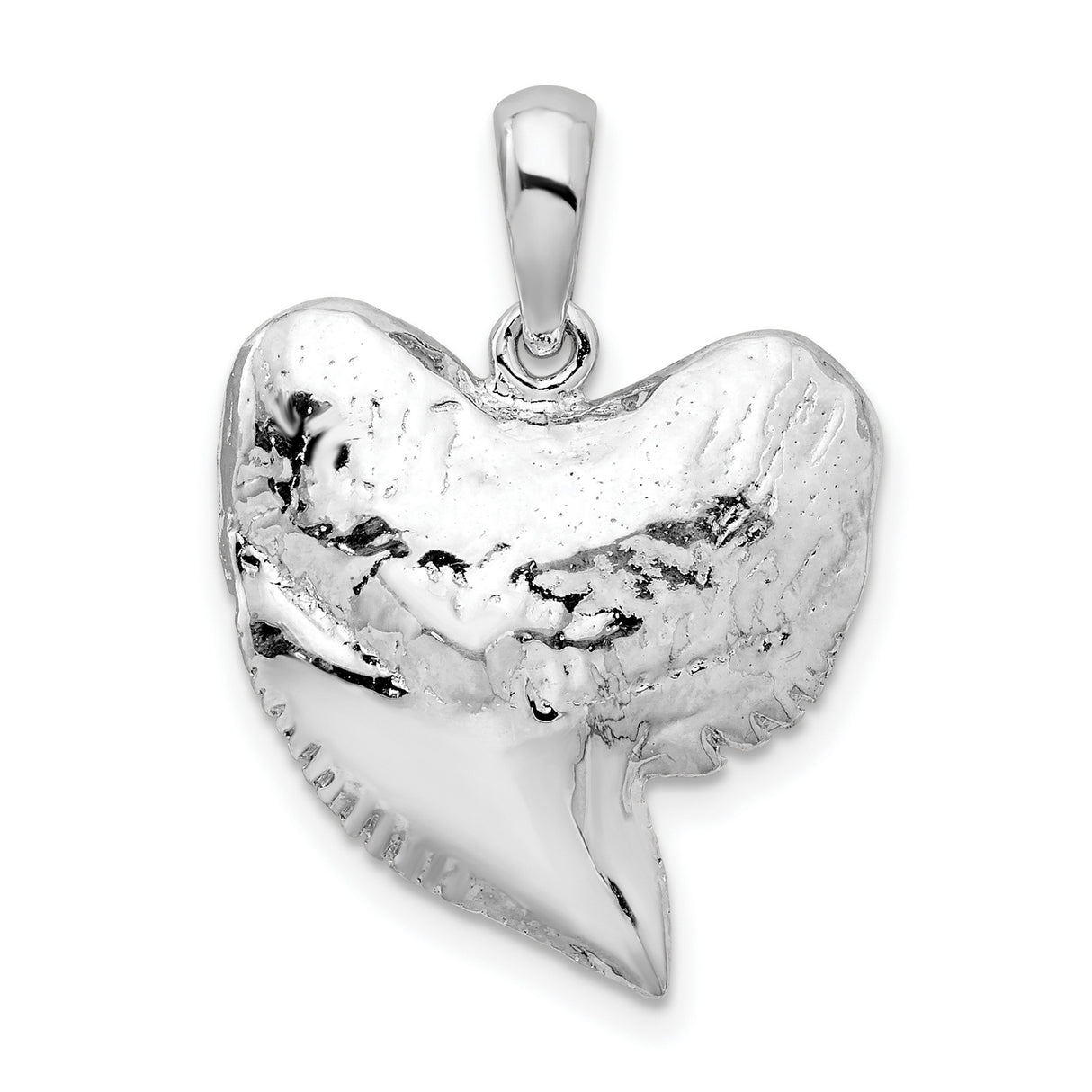 Sterling Silver Shark Tooth Pendant with Realistic Fossil Design, Nautical Surfer Jewelry for Men