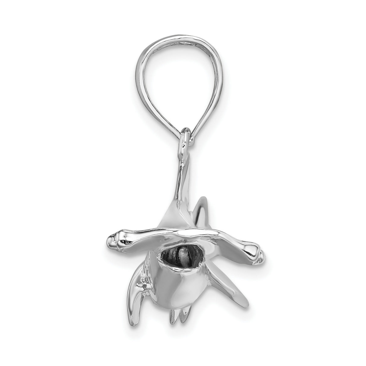 Sterling Silver Hammerhead Shark Pendant, Realistic Marine Life Charm, Unisex Nautical Jewelry