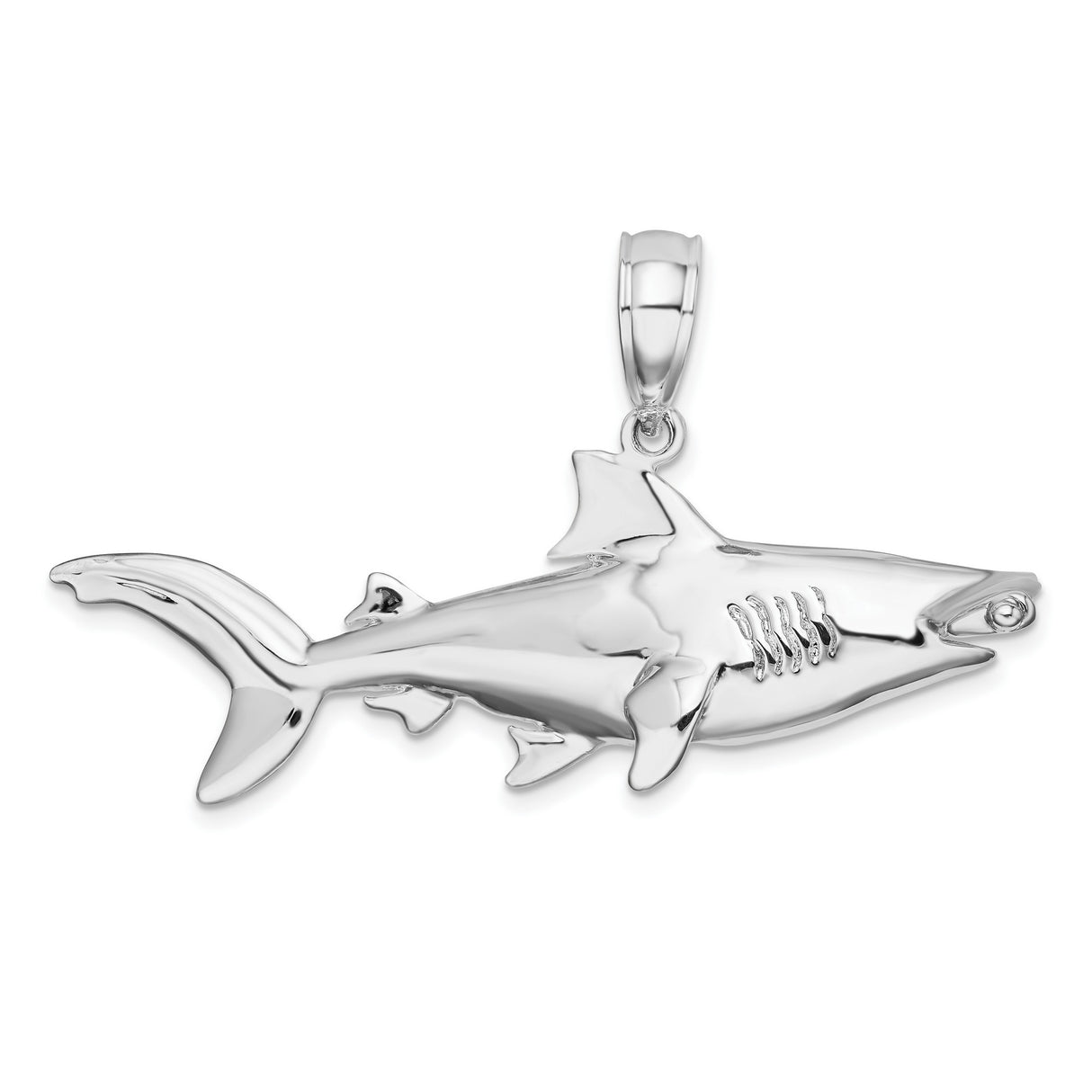 Sterling Silver Hammerhead Shark Pendant, Realistic Marine Life Charm, Unisex Nautical Jewelry