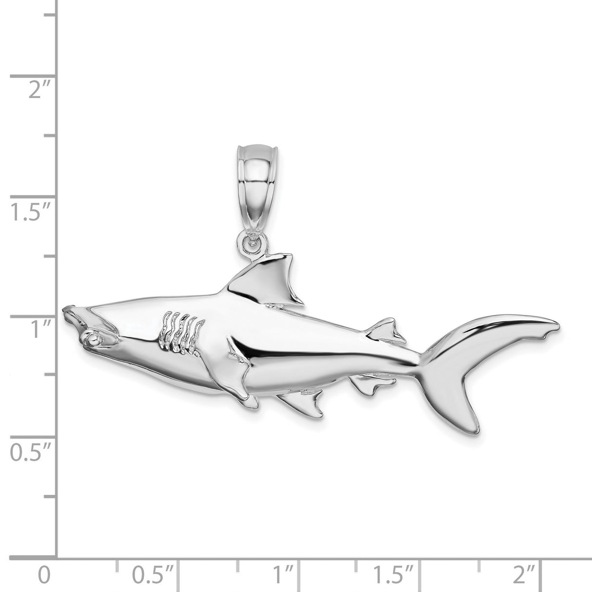 Sterling Silver Hammerhead Shark Pendant, Realistic Marine Life Charm, Unisex Nautical Jewelry
