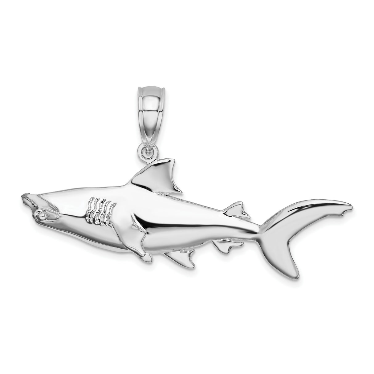 Sterling Silver Hammerhead Shark Pendant, Realistic Marine Life Charm, Unisex Nautical Jewelry