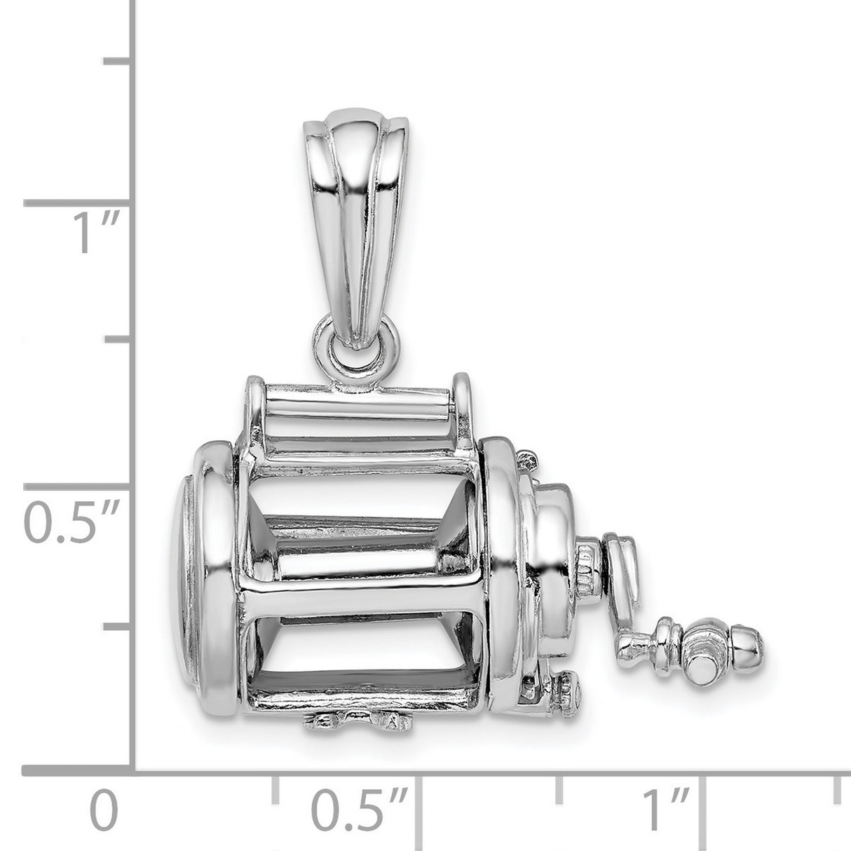 Sterling Silver Fishing Reel Pendant with 3D Open-Face Spinning Reel Design for Men and Women