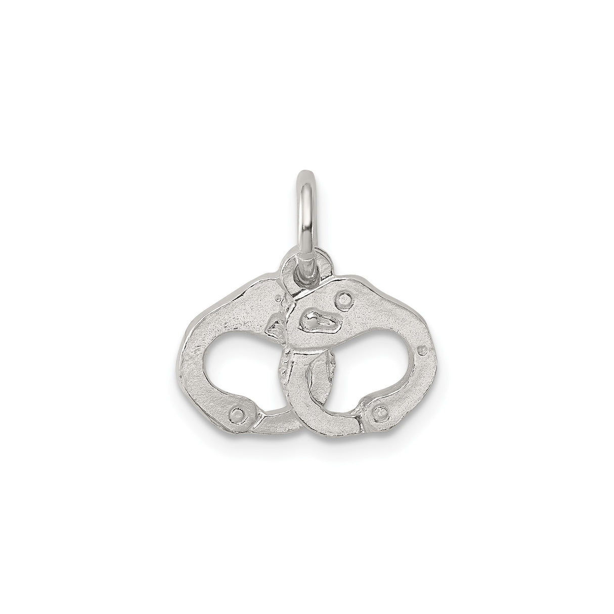 Sterling Silver Handcuff Pendant Charm, Interlocked Design, Unisex Edgy Minimalist Style