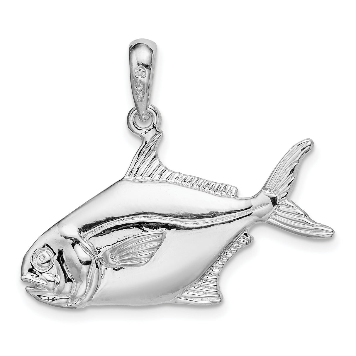Sterling Silver Fish Pendant with Detailed Marine Design, Nautical Style Jewelry for Men or Women