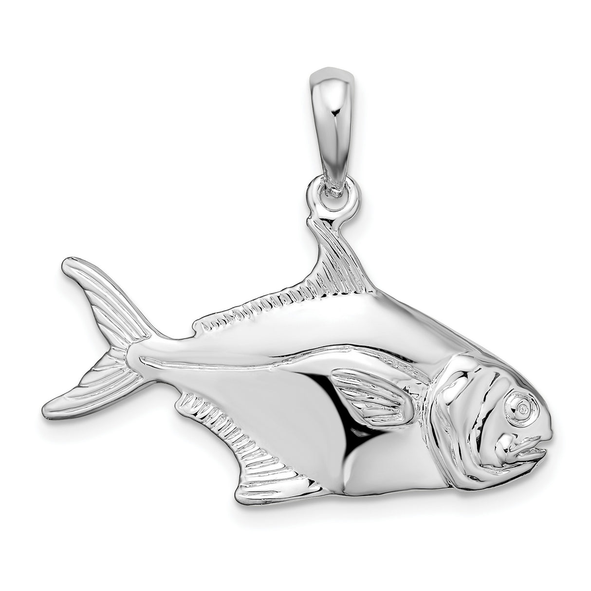 Sterling Silver Fish Pendant with Detailed Marine Design, Nautical Style Jewelry for Men or Women