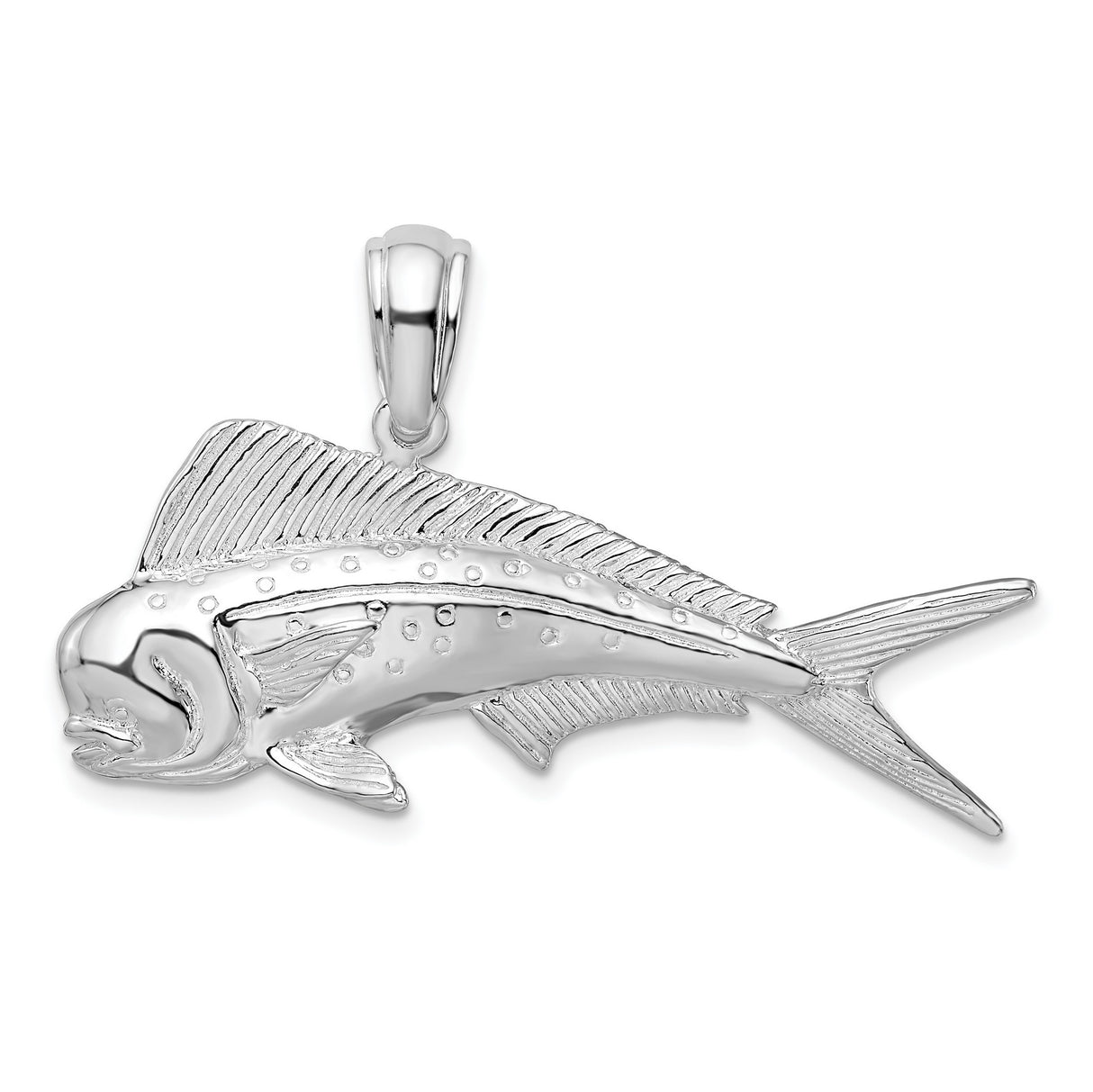 Sterling Silver Mahi Mahi Fish Pendant, Nautical Ocean Life Jewelry for Men or Unisex