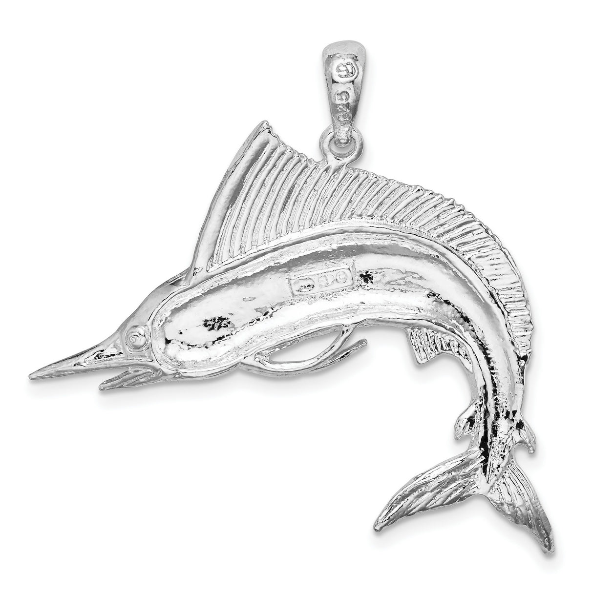 Sterling Silver Sailfish Pendant with Detailed Marine Design, Nautical Sea Life Charm for Men