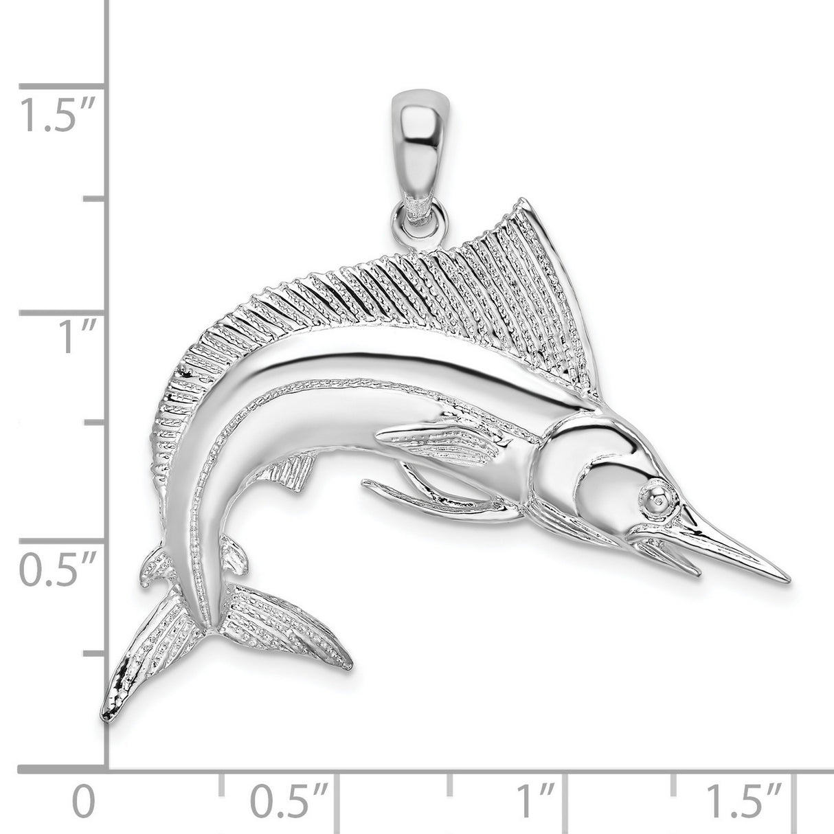 Sterling Silver Sailfish Pendant with Detailed Marine Design, Nautical Sea Life Charm for Men