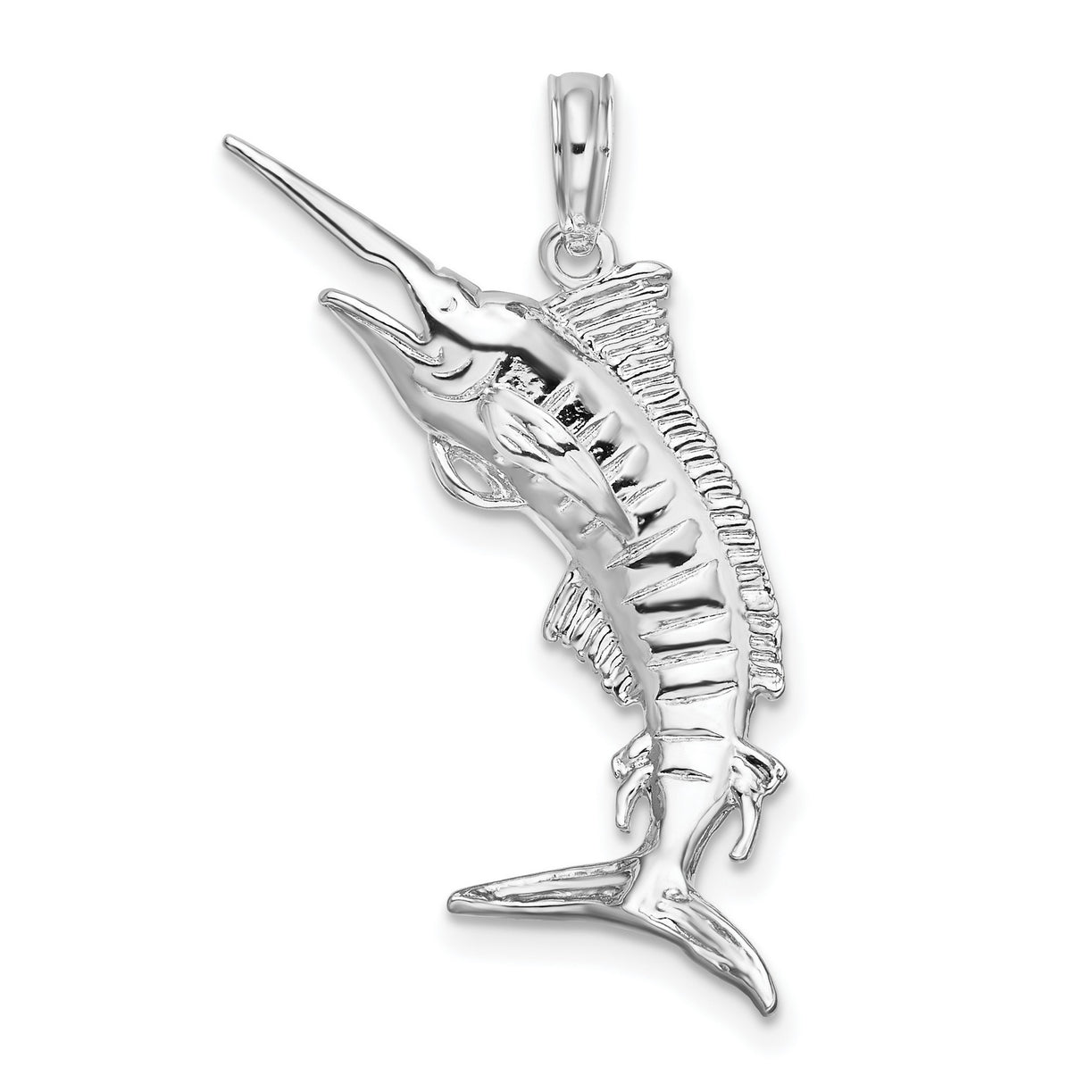 Sterling Silver Marlin Fish Pendant with Nautical Oceanic Detail for Sea Life and Fishing Enthusiasts