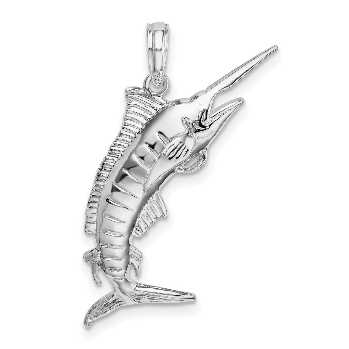 Sterling Silver Marlin Fish Pendant with Nautical Oceanic Detail for Sea Life and Fishing Enthusiasts