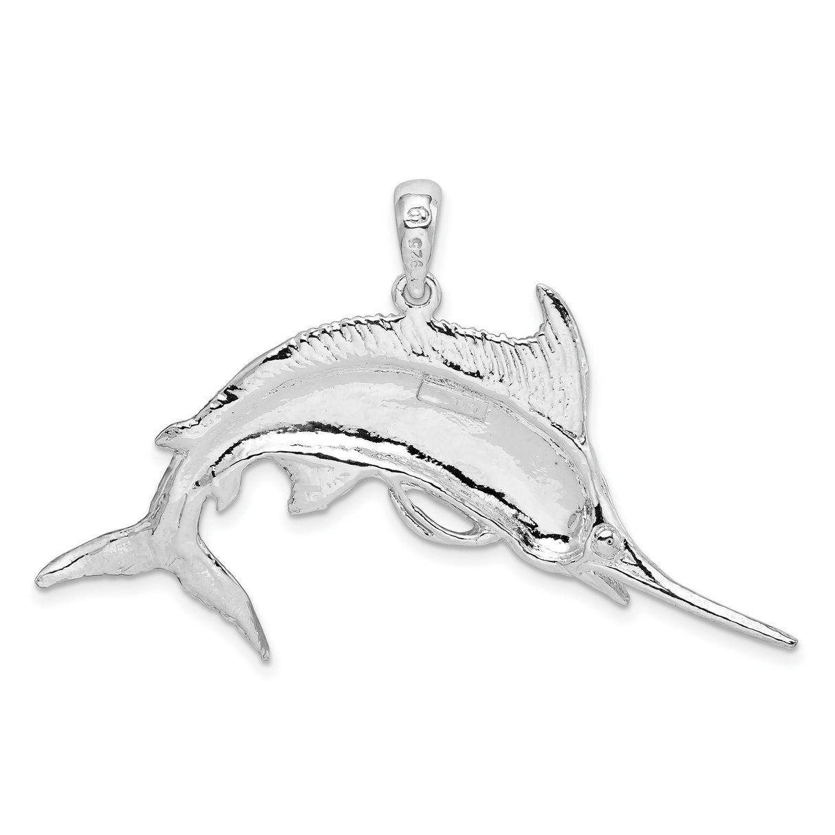 Sterling Silver Marlin Fish Pendant with Detailed Ocean Design, Nautical Jewelry for Men and Women