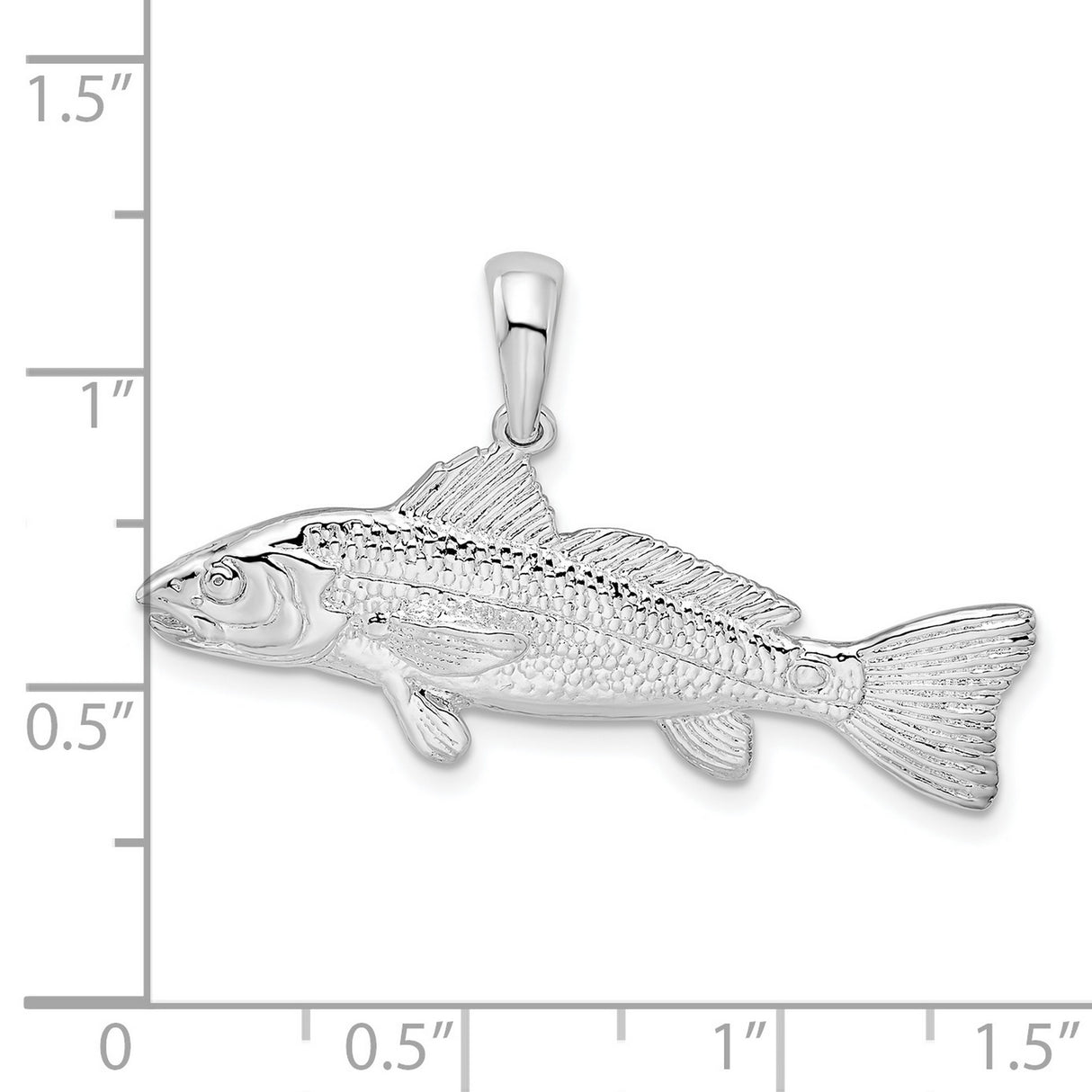 Sterling Silver Redfish Pendant, 3D Detailed Nautical Marine Life Jewelry for Men and Women