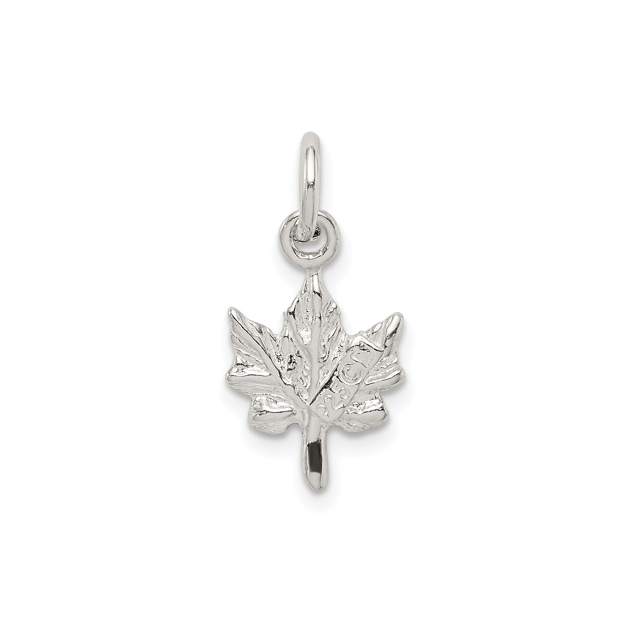 Sterling Silver Maple Leaf Pendant Charm with Vein Detail, Canadian Nature Jewelry