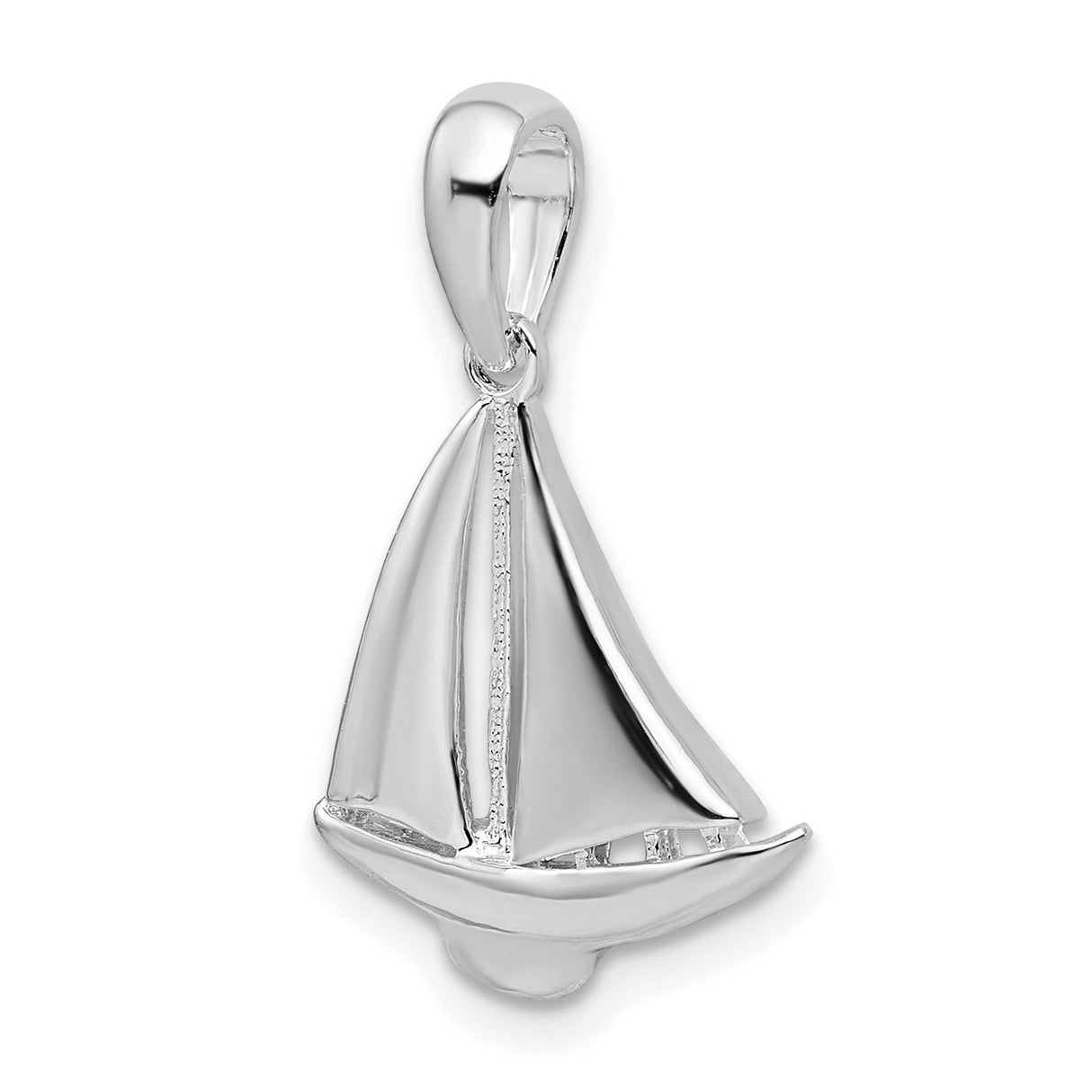 Polished Sailboat Charm Pendant in Real 925 Sterling Silver