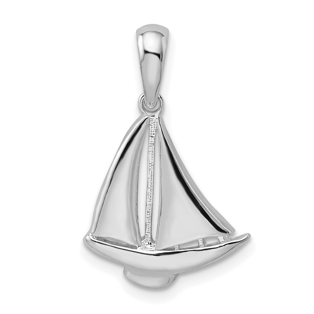 Polished Sailboat Charm Pendant in Real 925 Sterling Silver