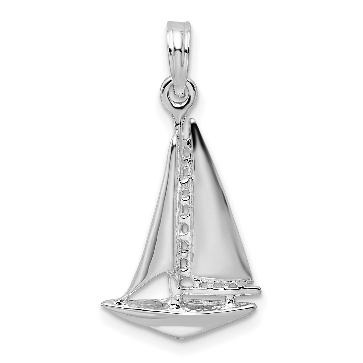 Sterling Silver Sailboat Pendant, Nautical Charm Design for Women or Unisex Wear