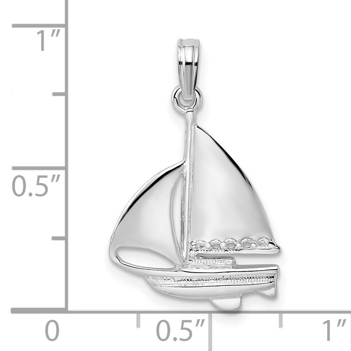 Sterling Silver Sailboat Pendant, Polished Nautical Charm with Ocean-Inspired Design