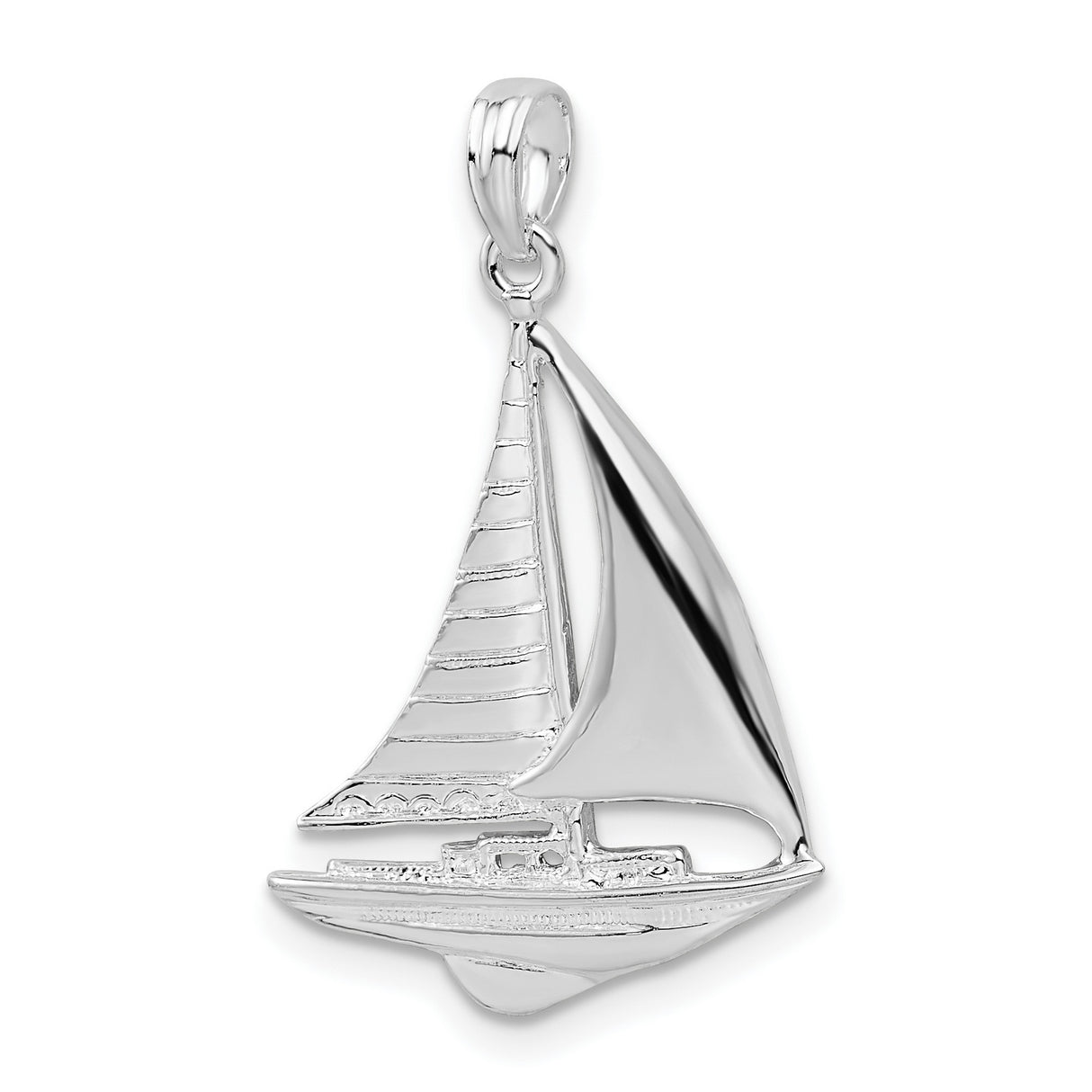 Sterling Silver Sailboat Pendant, Nautical Maritime Charm with Coastal Design