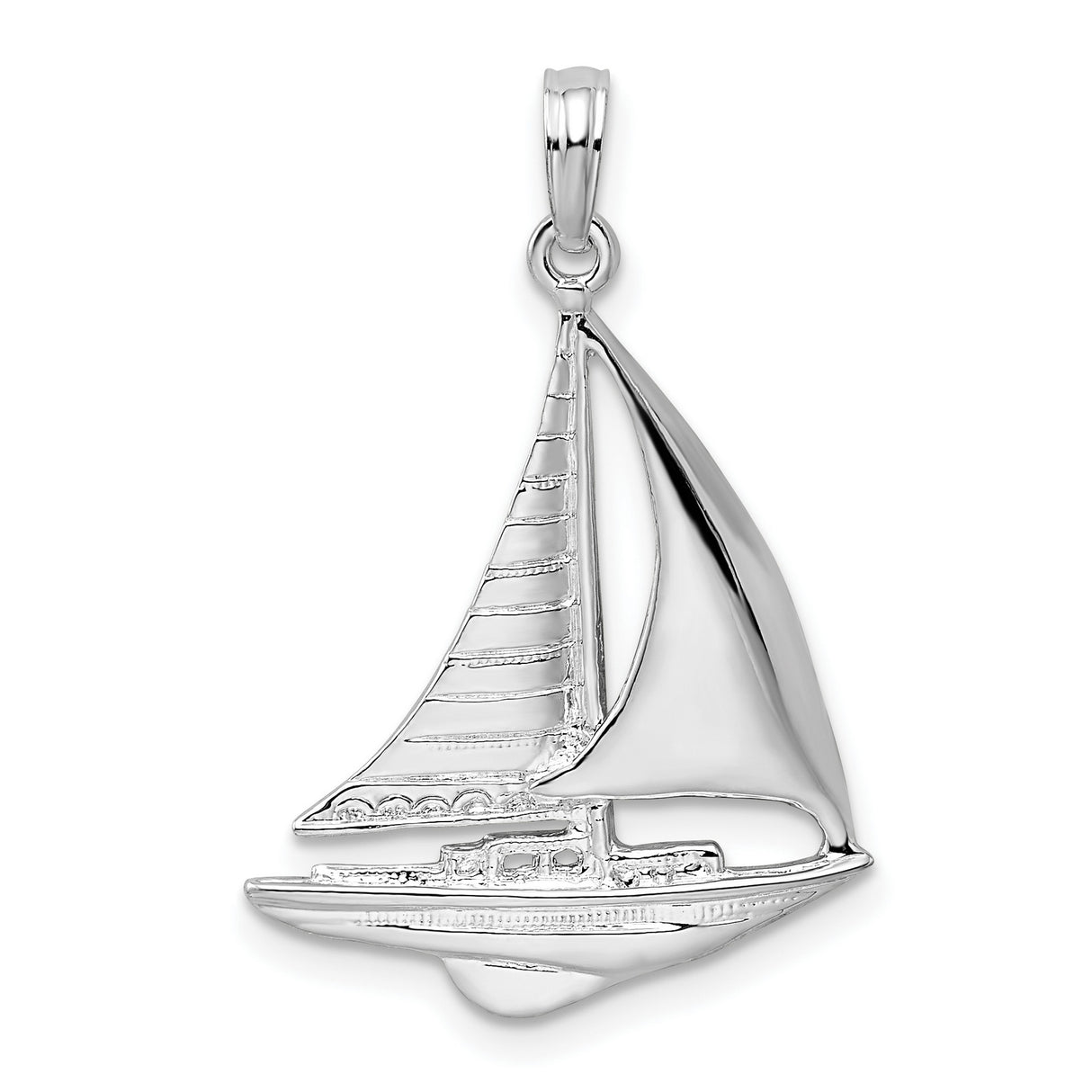 Sterling Silver Sailboat Pendant, Nautical Maritime Charm with Coastal Design
