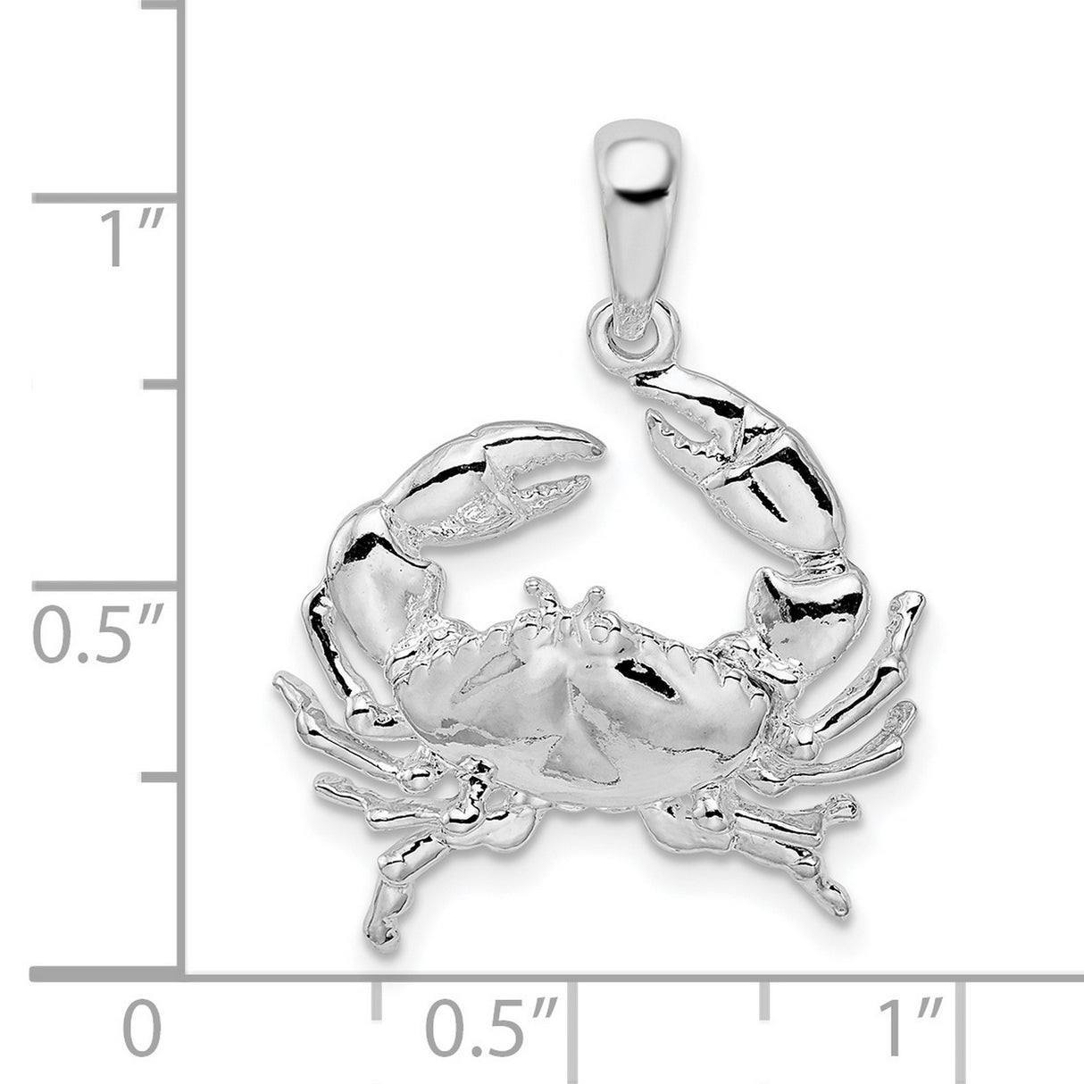 Polished Stone Crab Charm Pendant in Real 925 Sterling Silver