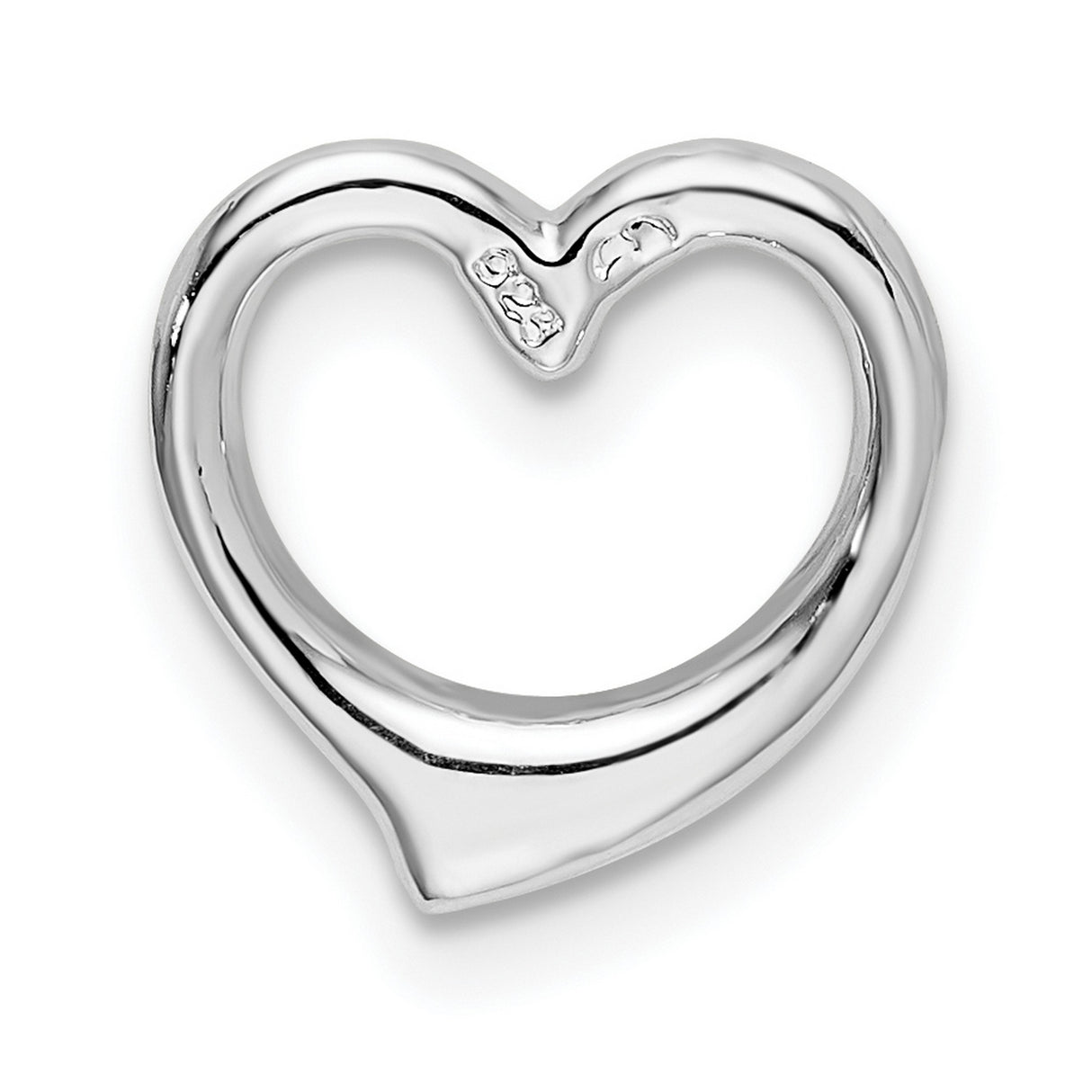 Polished Heart Slide Charm Pendant in Real 925 Sterling Silver
