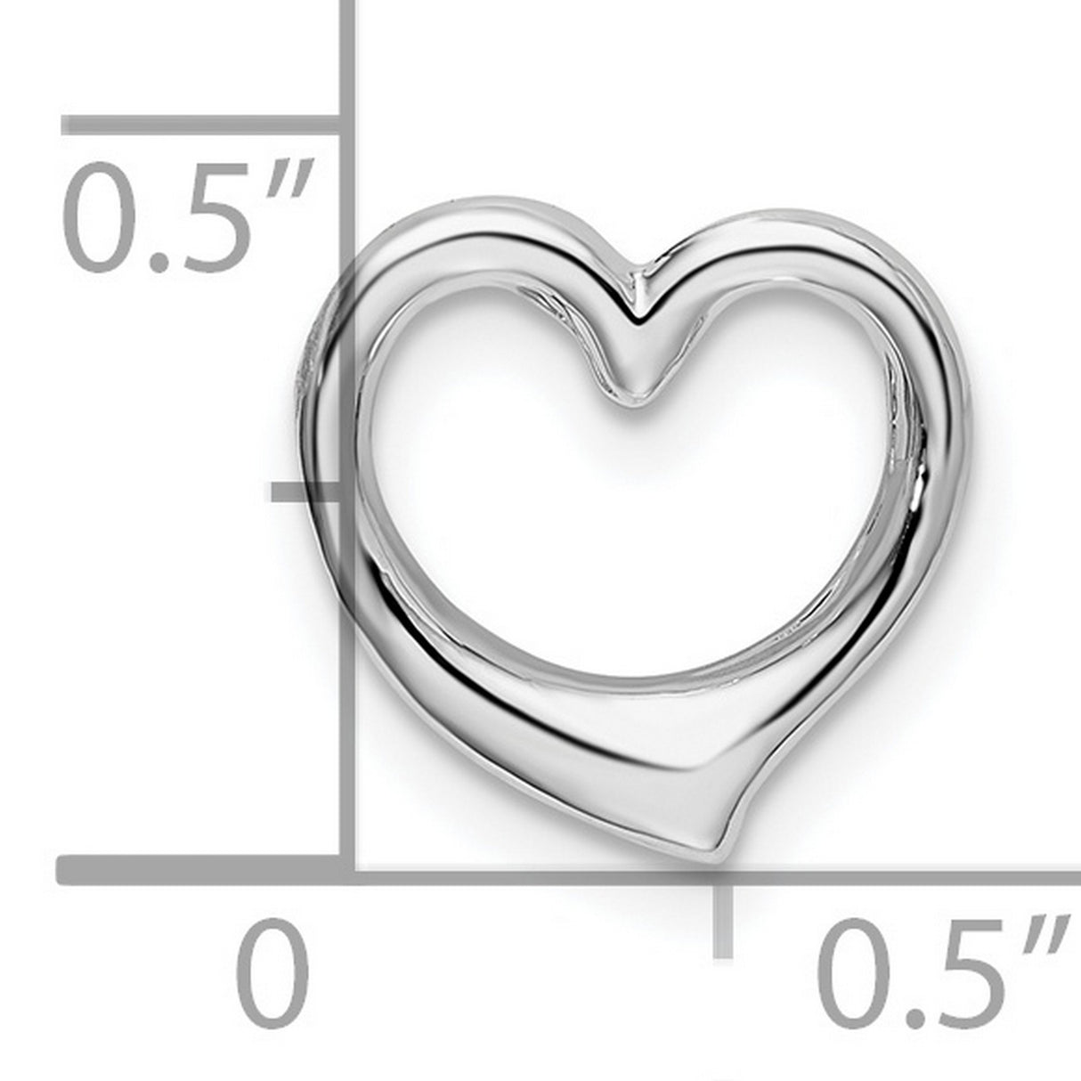 Polished Heart Slide Charm Pendant in Real 925 Sterling Silver